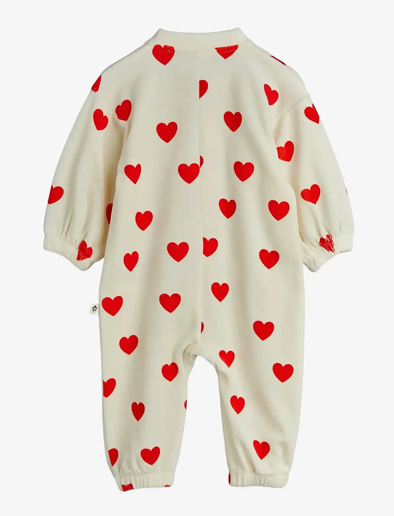 Mini Rodini - Hearts aop velour baby jumpsuit - jumpsuits - white - 1