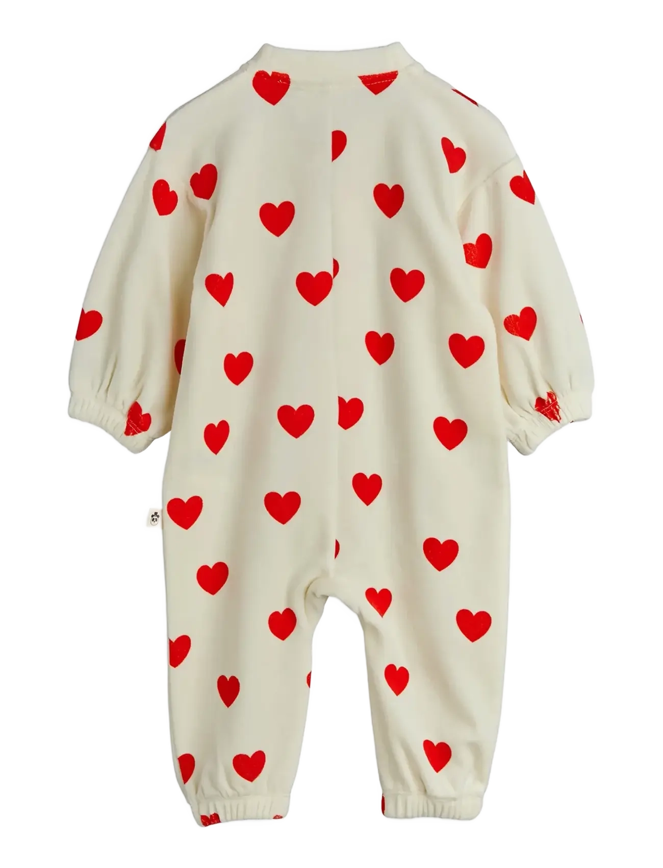 Mini Rodini - Hearts aop velour baby jumpsuit - jumpsuits - white - 1
