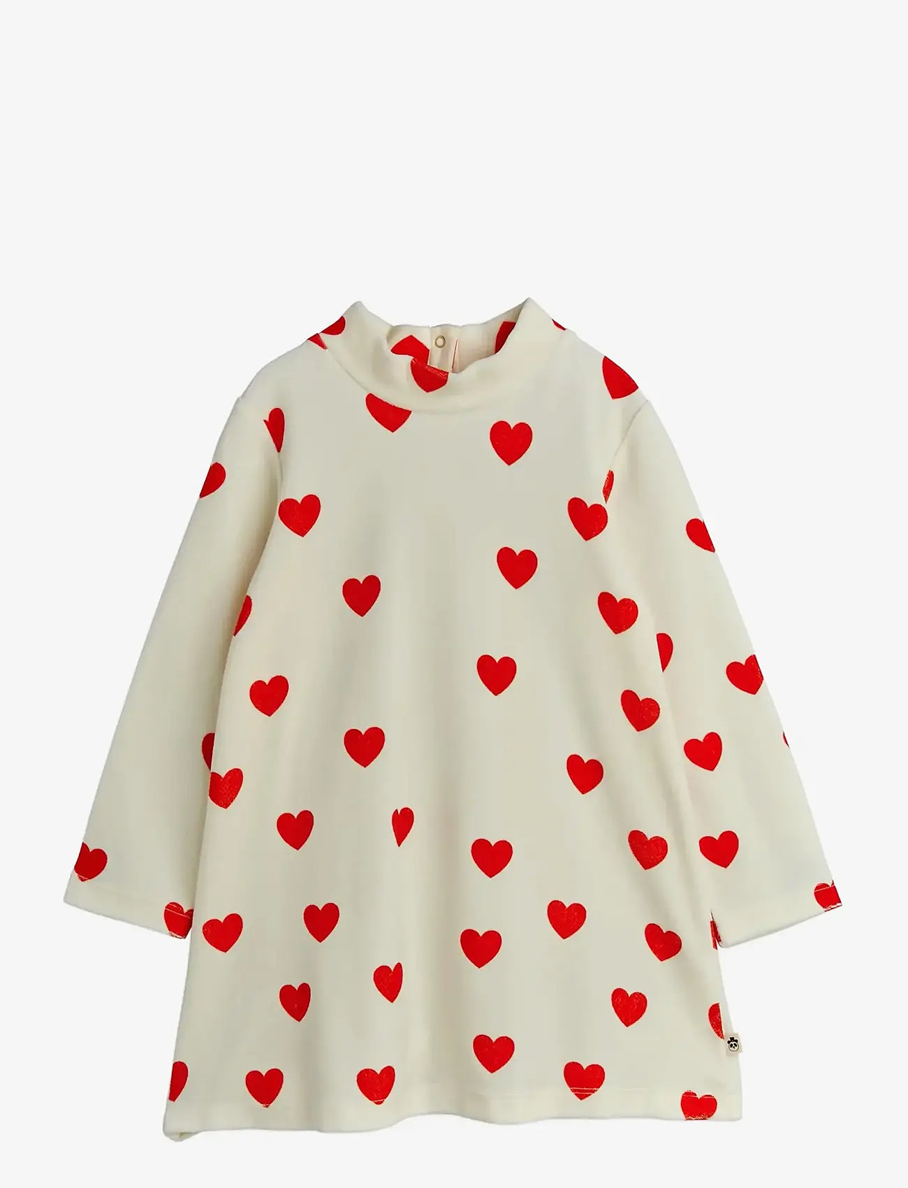 Mini Rodini - Hearts aop velour dress - langärmelige freizeitkleider - white - 0