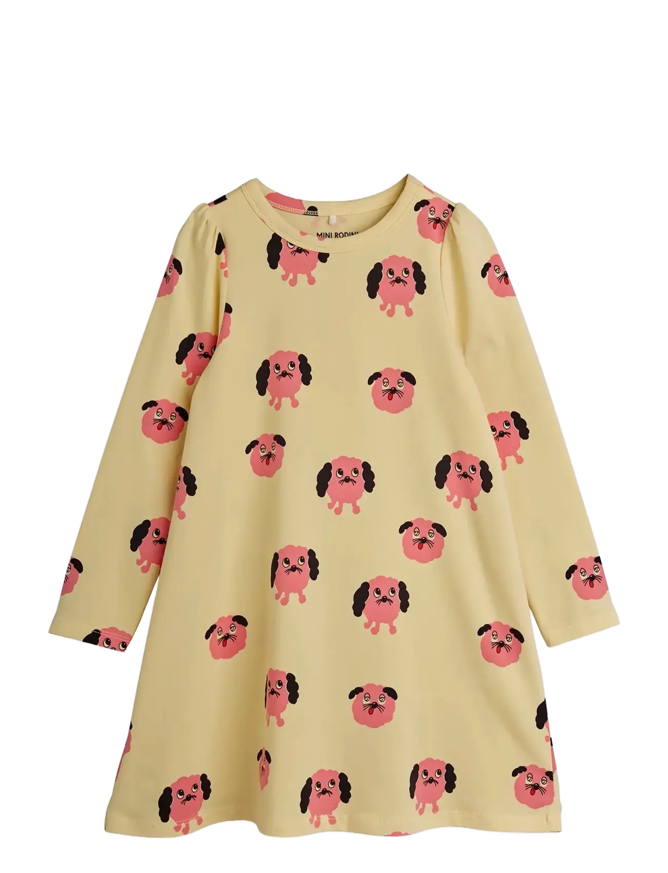 Mini Rodini Doggies aop ls dress - Långärmade babyklänningar - YELLOW / yellow