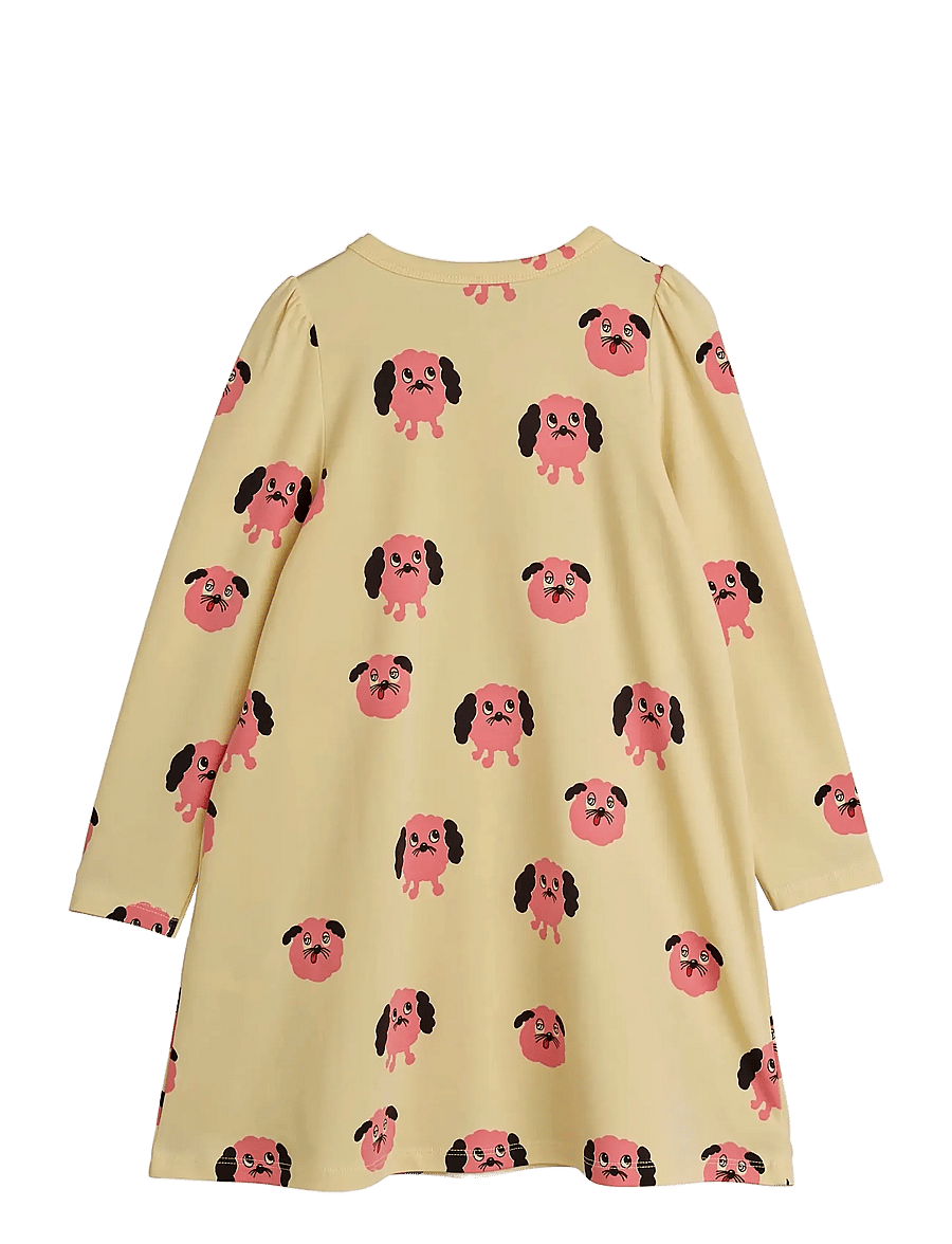 Mini Rodini - Doggies aop ls dress - långärmade vardagsklänningar - yellow - 1