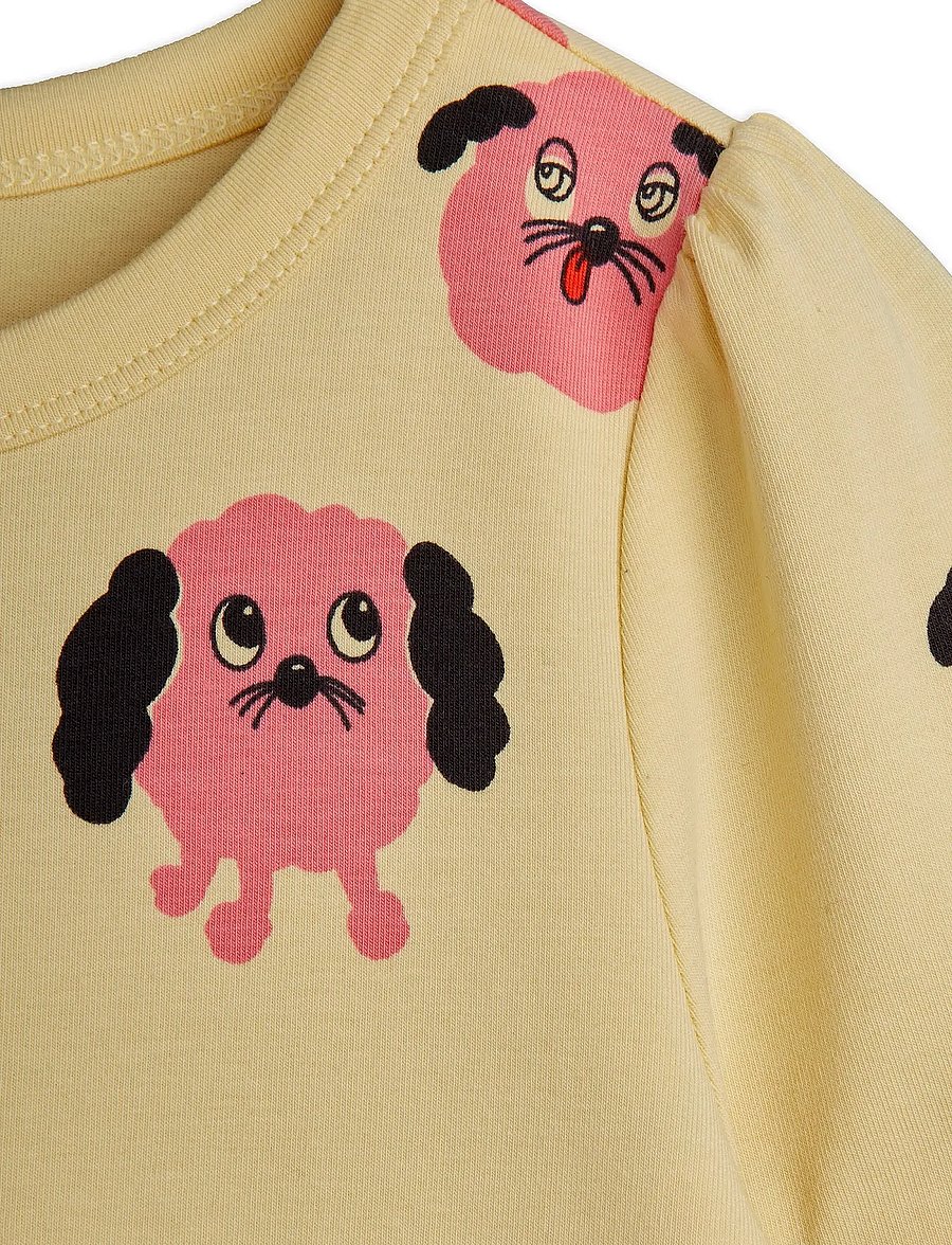 Mini Rodini - Doggies aop ls dress - långärmade vardagsklänningar - yellow - 2