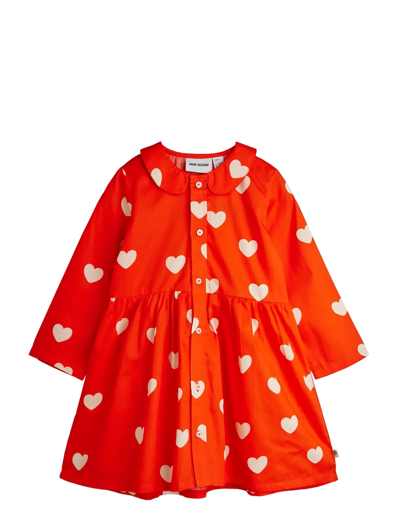 Mini Rodini Hearts aop woven ls dress - App deal - RED / red