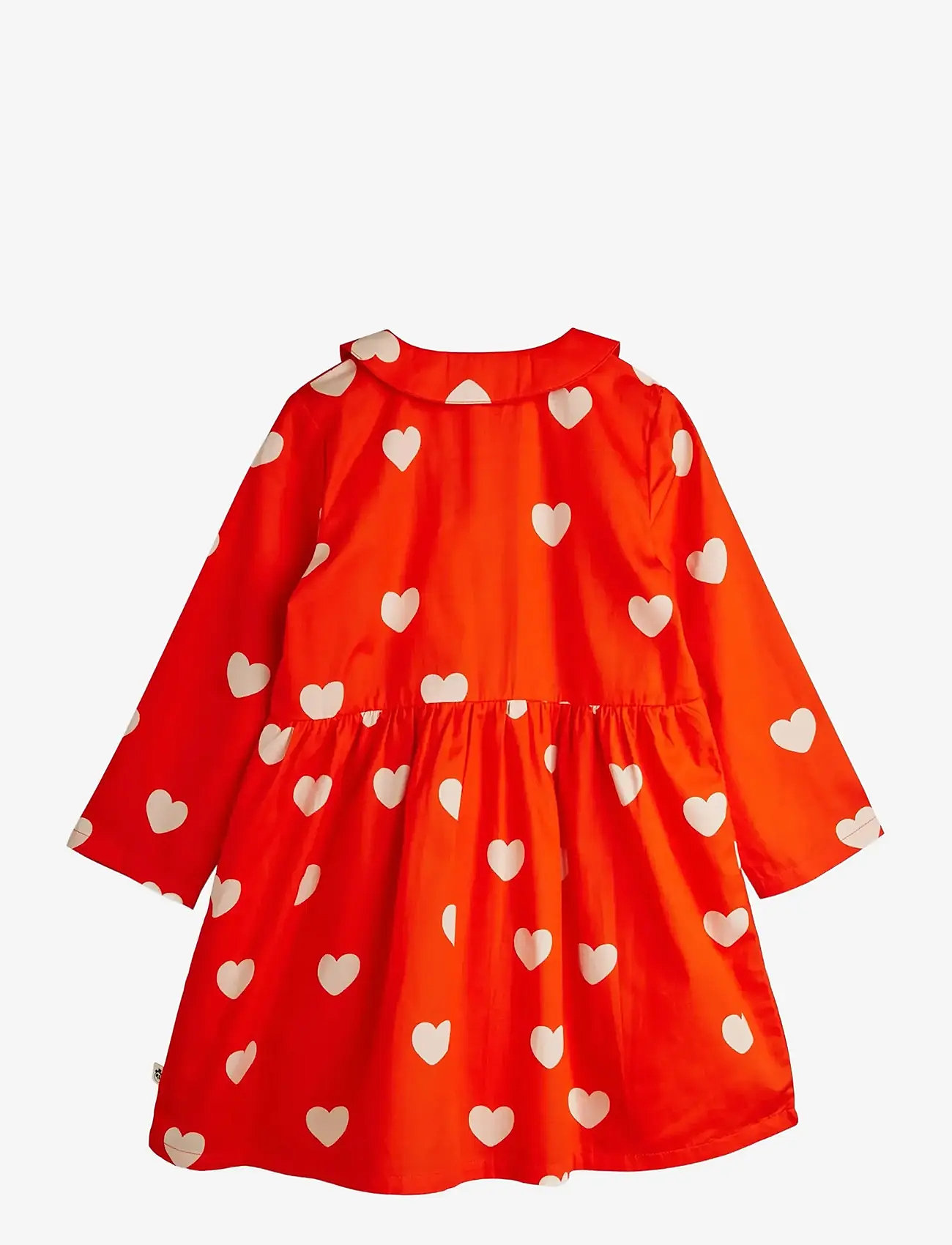 Mini Rodini - Hearts aop woven ls dress - långärmade babyklänningar - red - 1