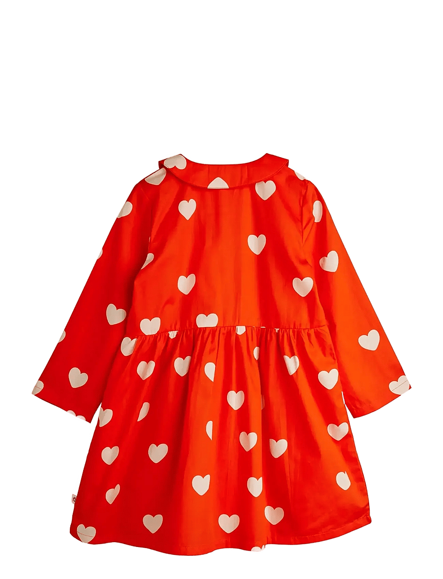 Mini Rodini - Hearts aop woven ls dress - langærmede hverdagskjoler - red - 1