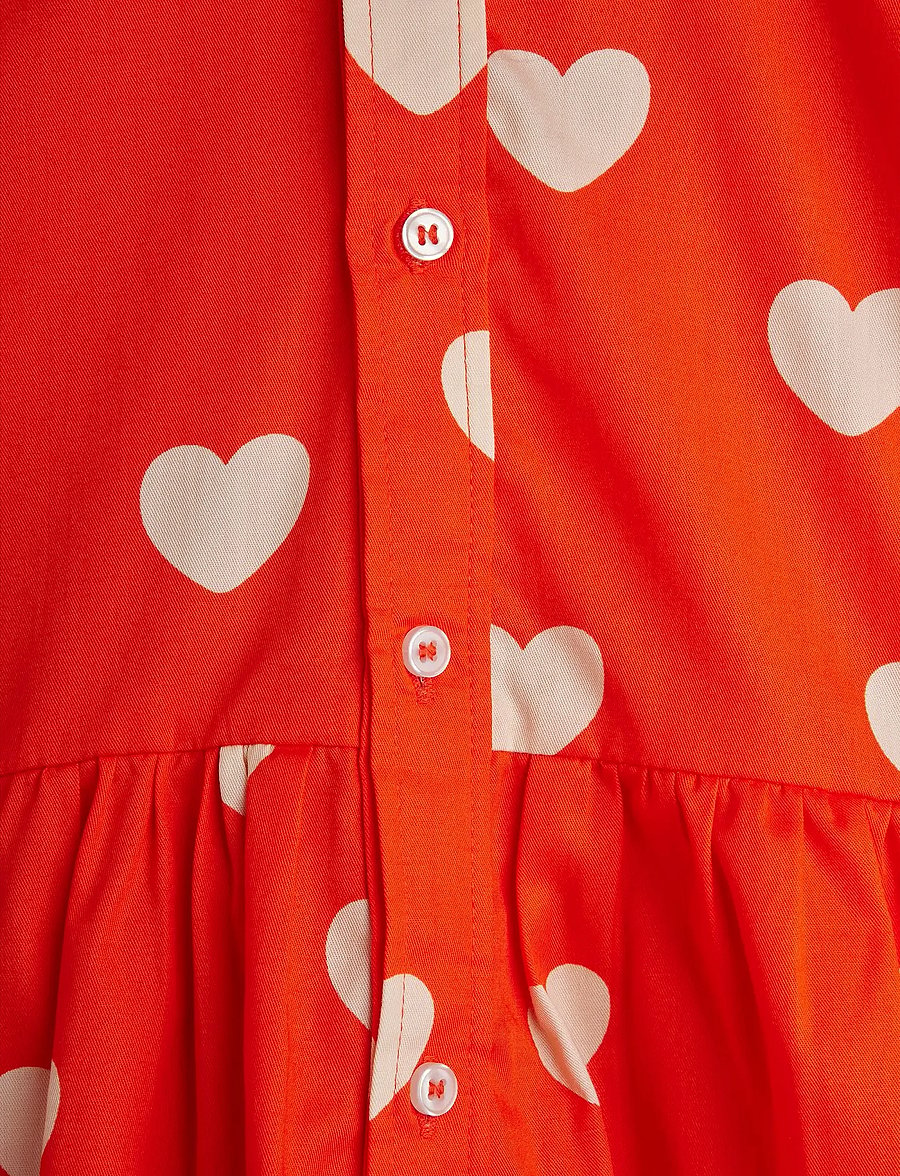 Mini Rodini - Hearts aop woven ls dress - langærmede hverdagskjoler - red - 2