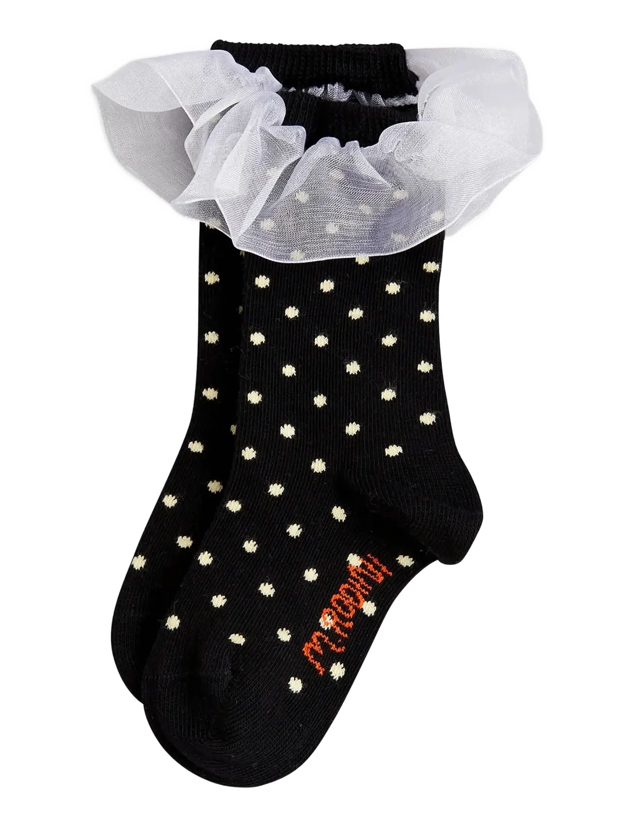 Polka dot frill 1-pack socks - BLACK