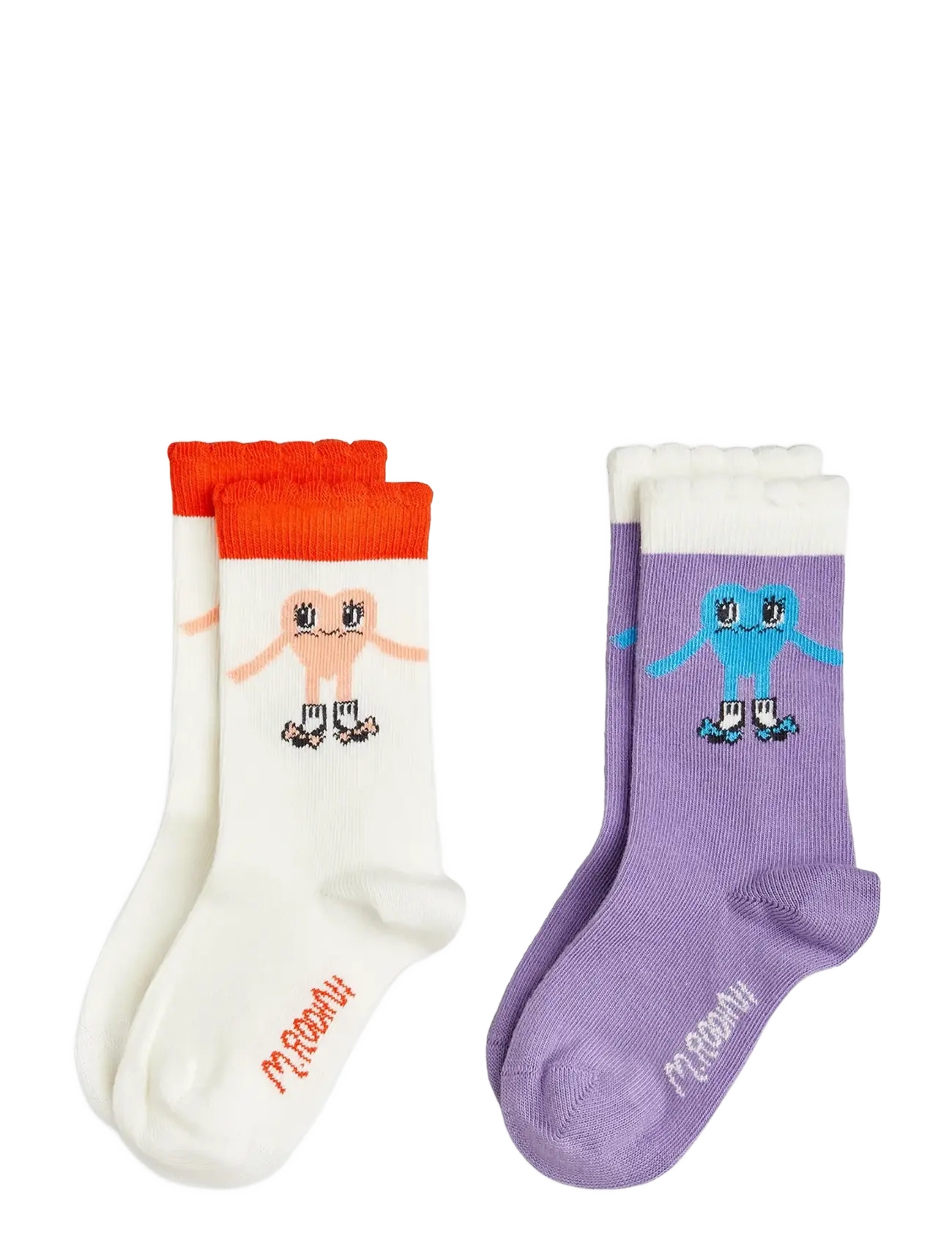 Mini Rodini Heart In Schuhe 2-Pack Socks, 32/35, Socken & Strumpfhosen, Weiß - Kinder