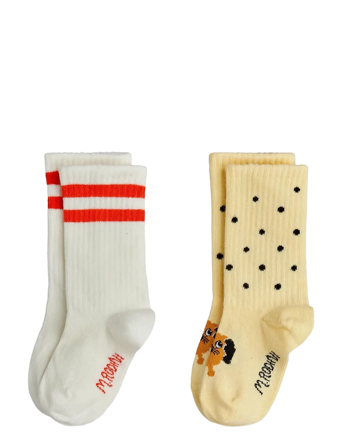 Mini Rodini Doggie 2-pack baby socks - E-smaspäev - MULTI / white