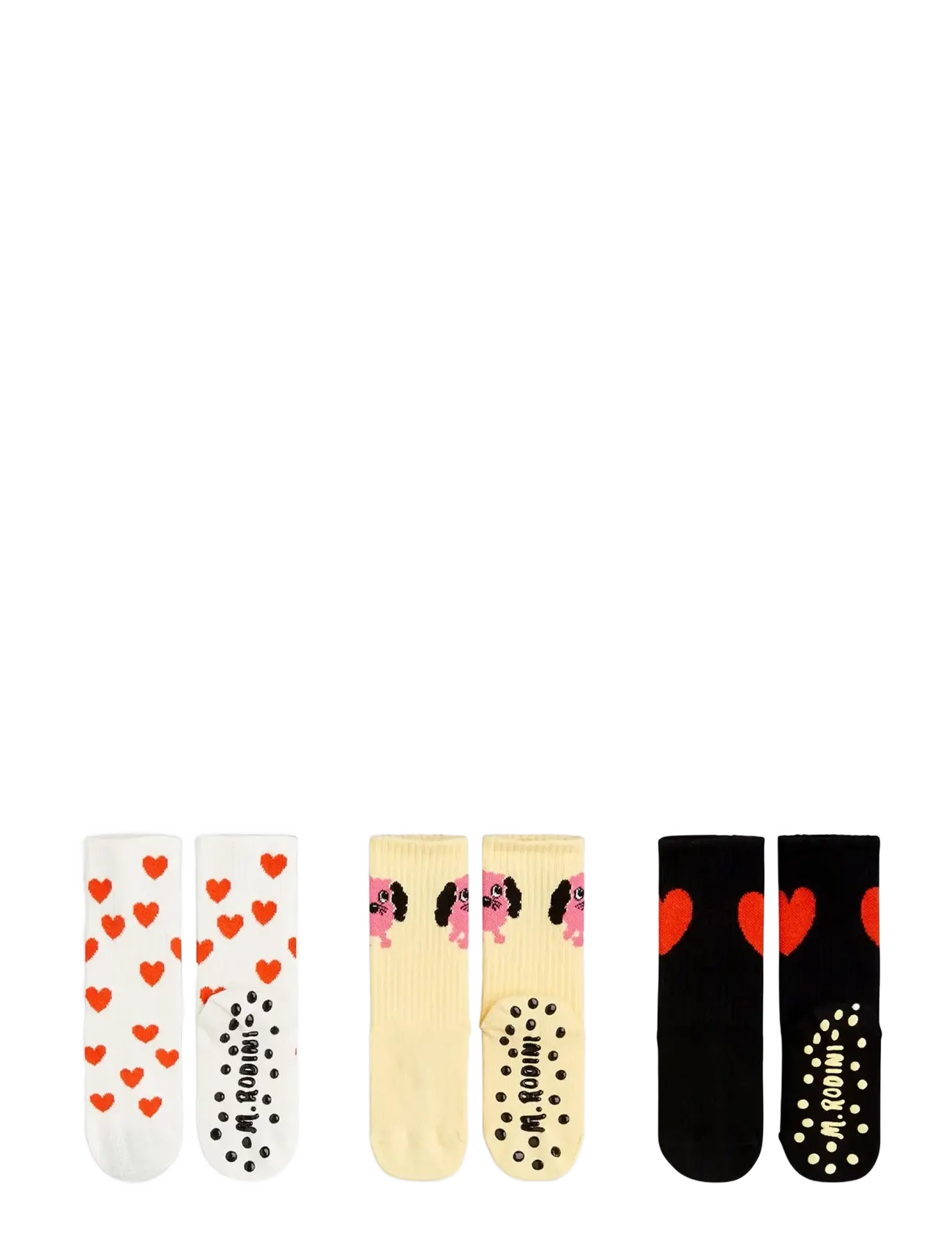 Mini Rodini Doggie 3-Pack Anti-Slip Socks, Børn, Skridsikre 3-Pak Strømper, Hvid, Str: 32/35