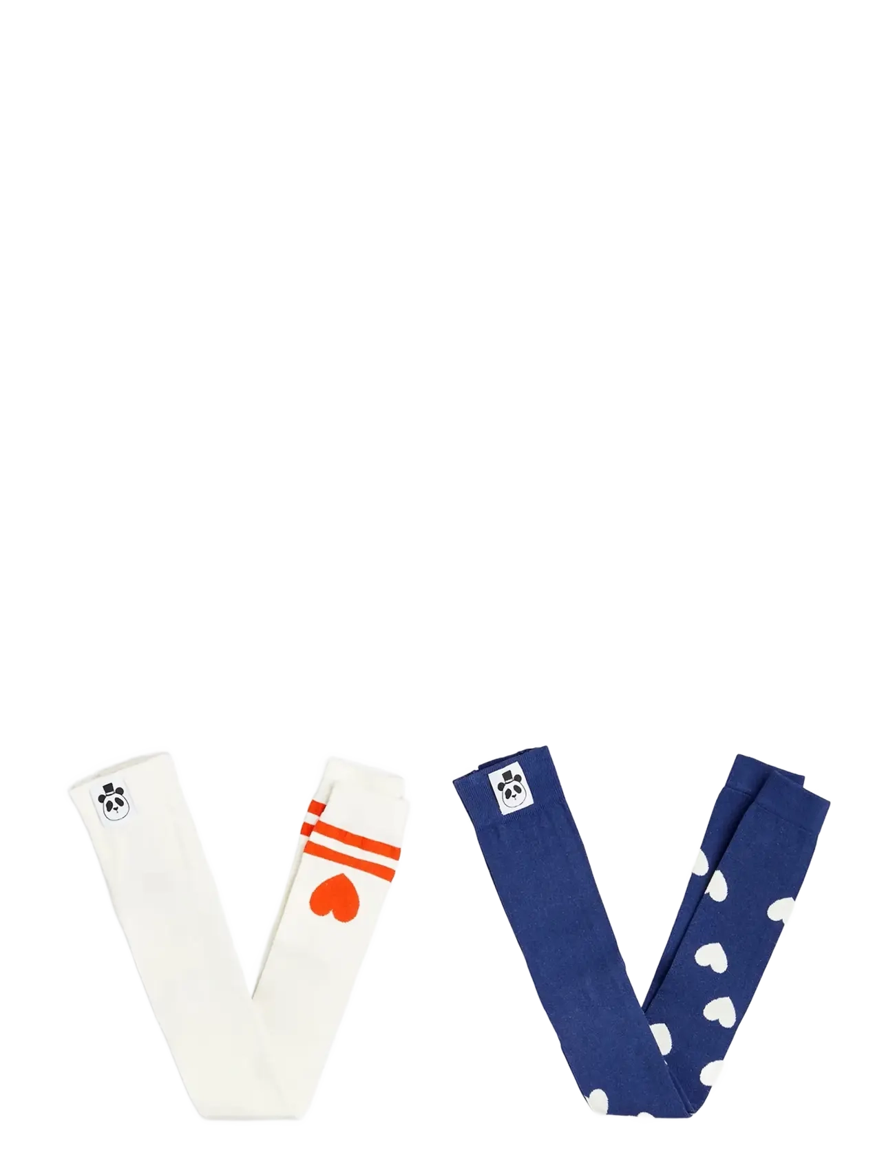 Mini Rodini Hearts 2-pack leggings - Multipack leggins - MULTI / white