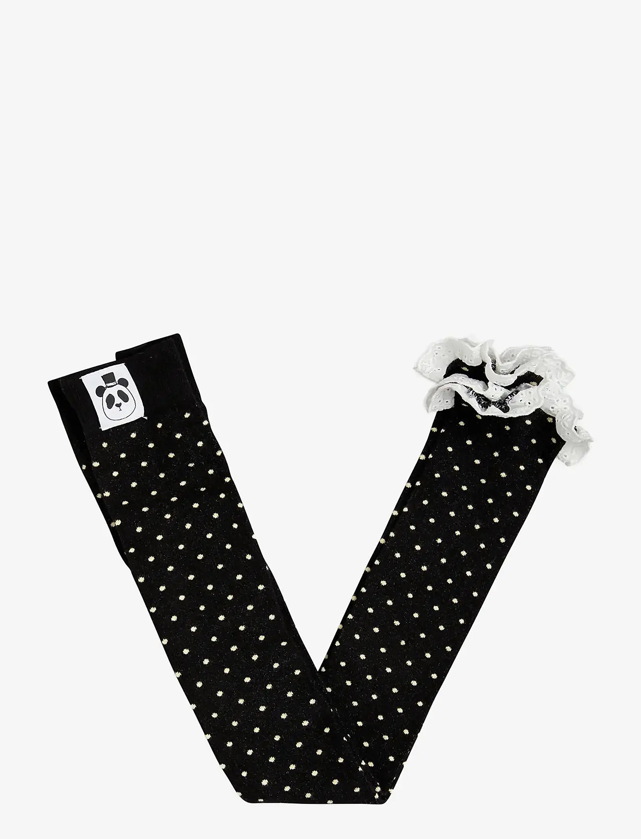Mini Rodini - Polka dot lace edge 1-pack leggings - strumpbyxor - black - 0