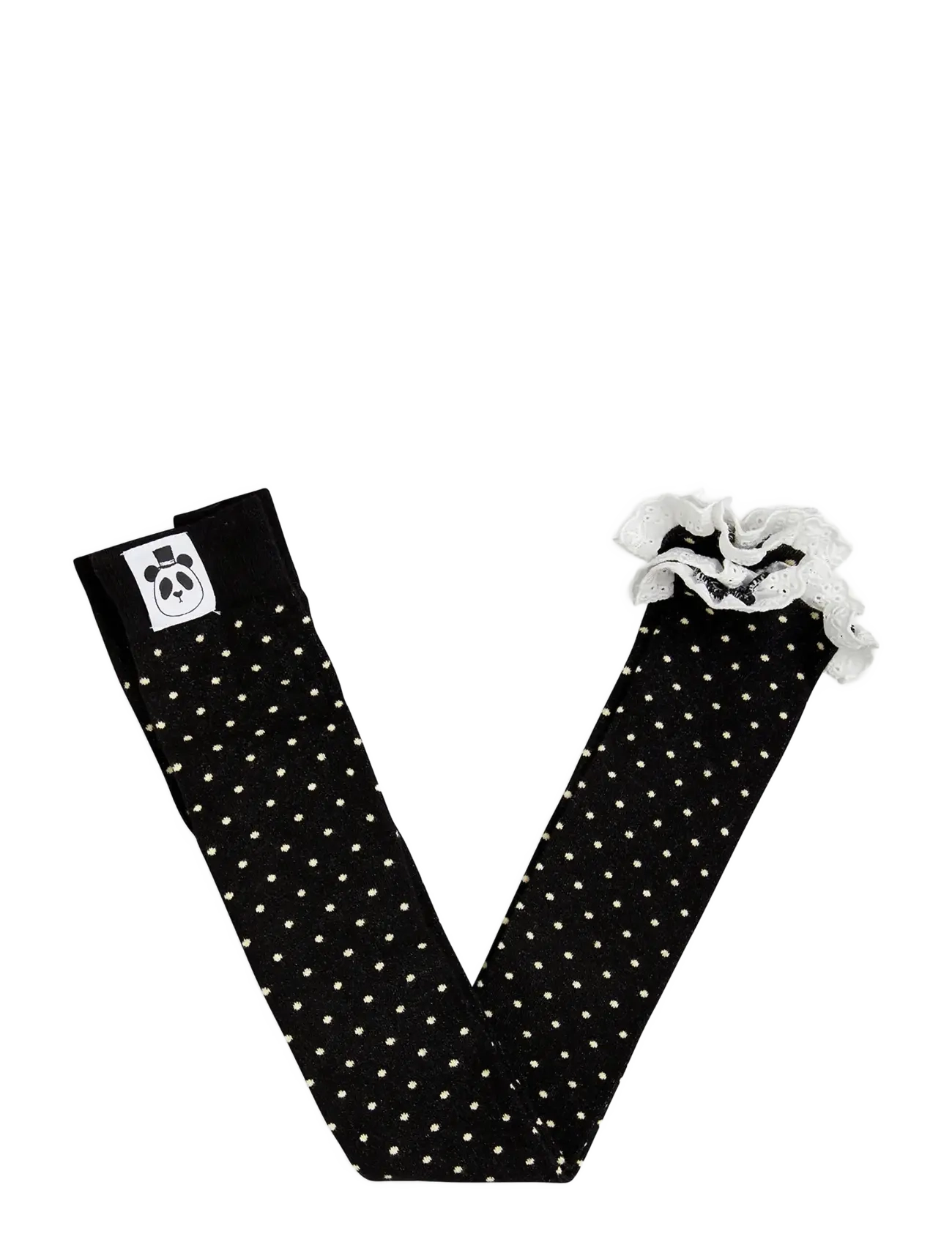 Mini Rodini Polka dot lace edge 1-pack leggings - Sukkpüksid - BLACK / black