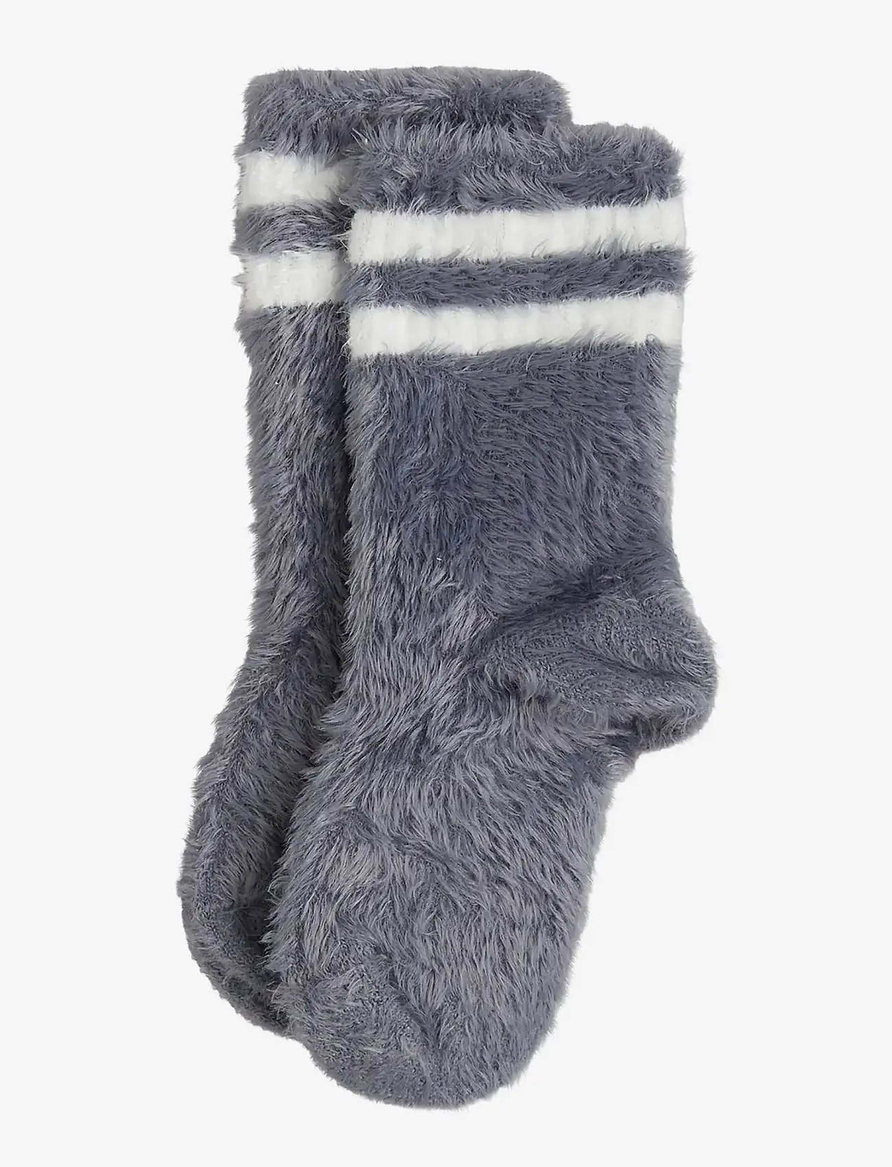 Mini Rodini - Stripe fluffy 1-pack socks - strømper - grey - 0