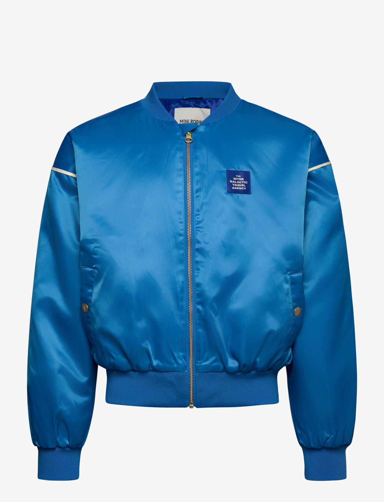 Mini Rodini - Travel agency chenille satin baseball jacket - bomberjackor - blue - 0