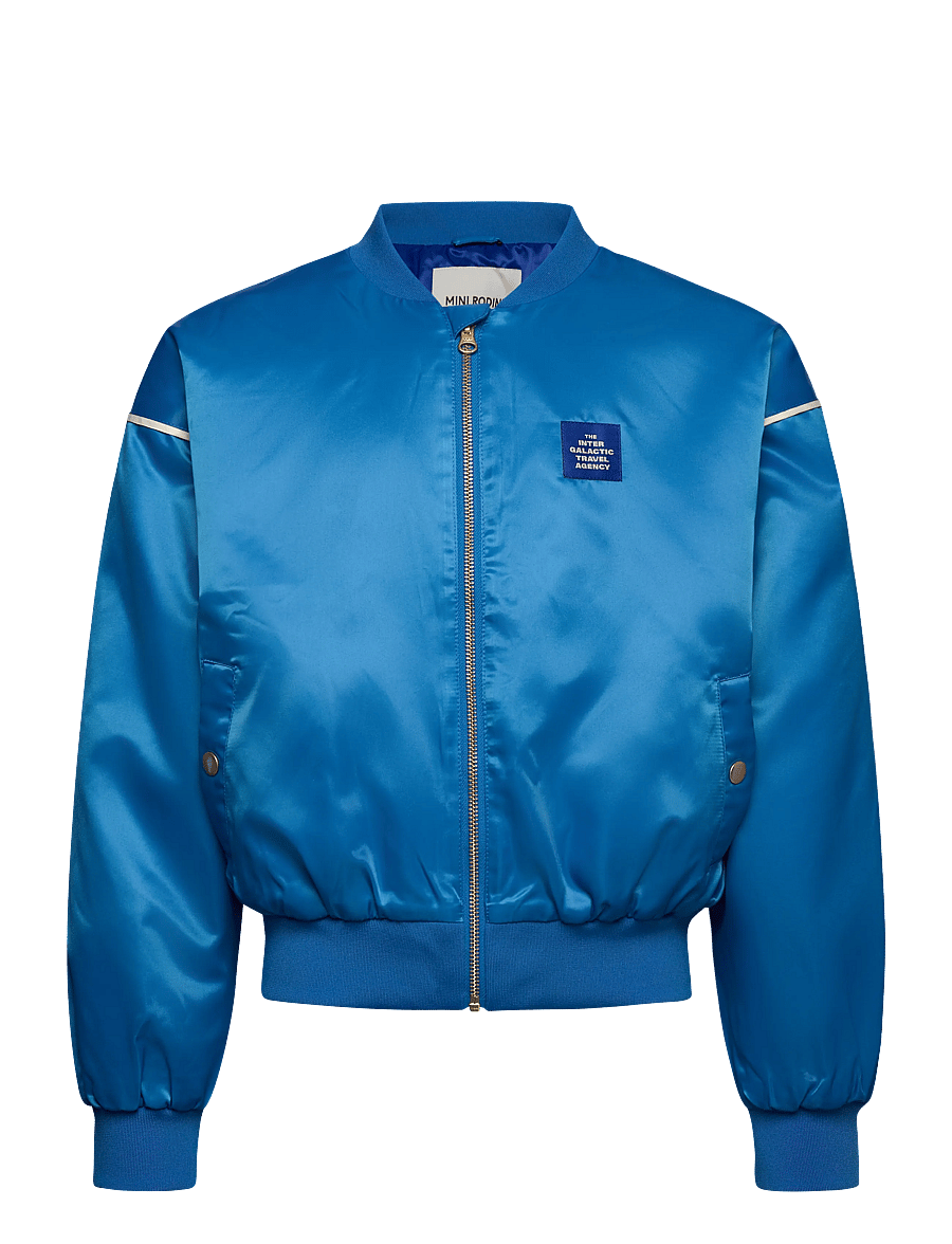 Mini Rodini - Travel agency chenille satin baseball jacket - bomberjakker - blue - 0