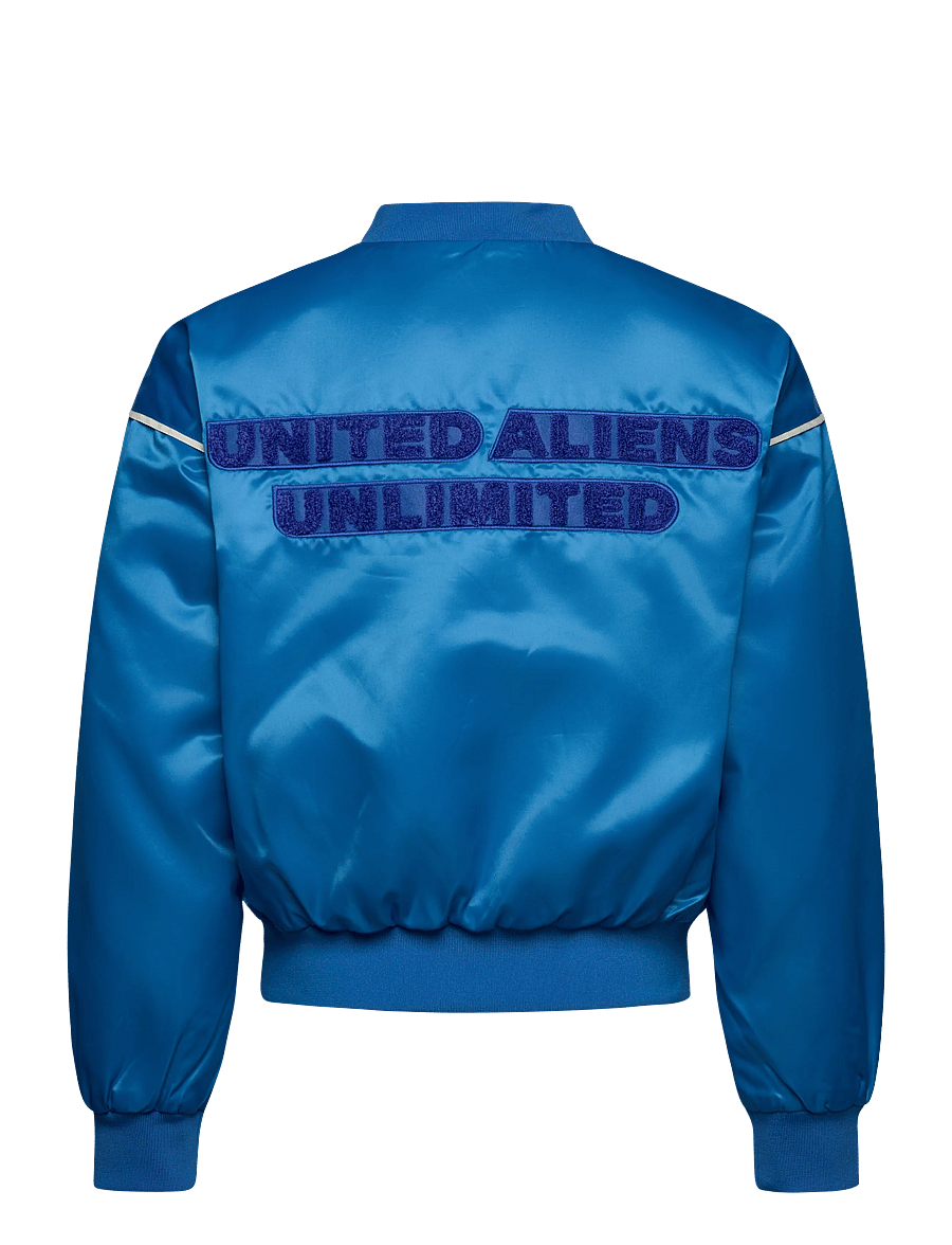Mini Rodini - Travel agency chenille satin baseball jacket - bomberjakker - blue - 1