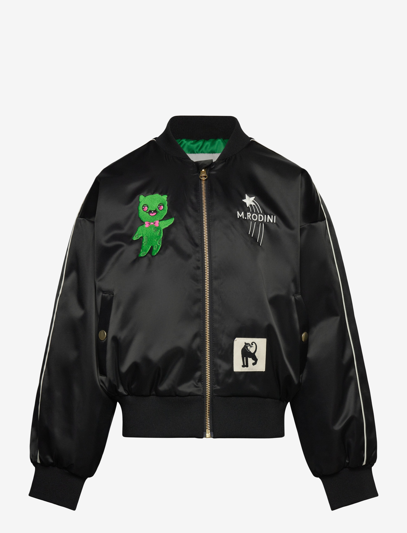 Mini Rodini - United aliens unlimited satin baseball jacket - bomber jackets - black - 0