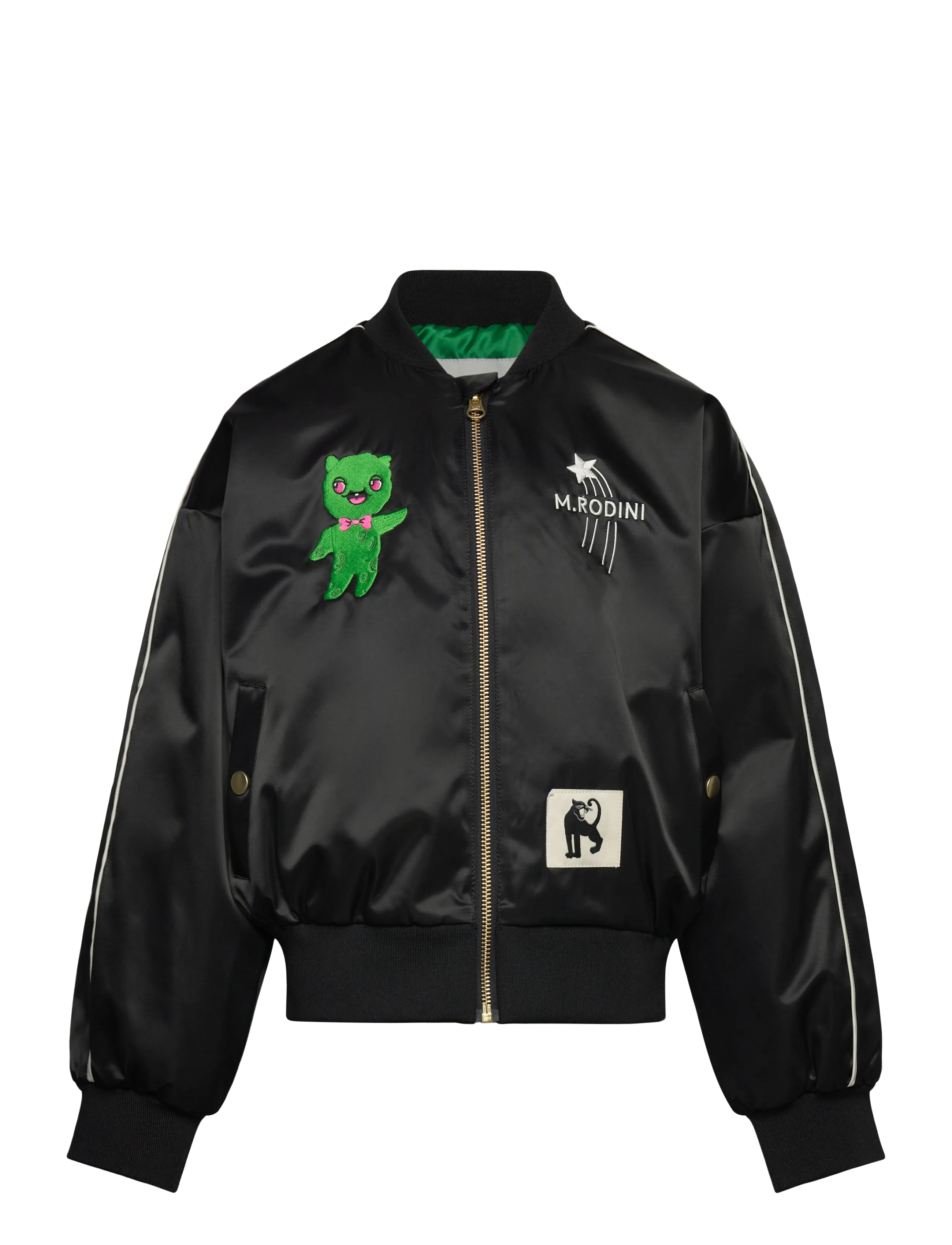 Mini Rodini United aliens unlimited satin baseball jacket - Outdoor - BLACK / black