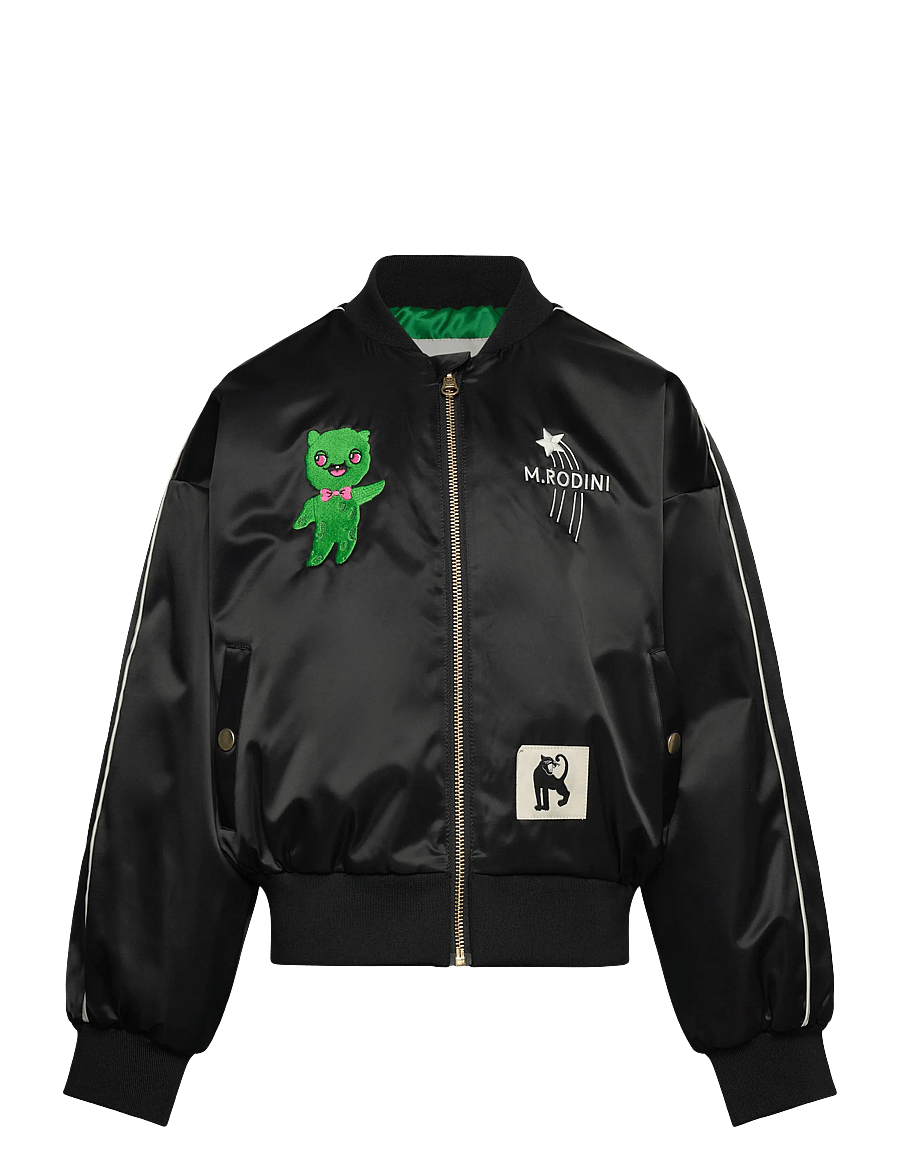 Mini Rodini - United aliens unlimited satin baseball jacket - bomberjackor - black - 0