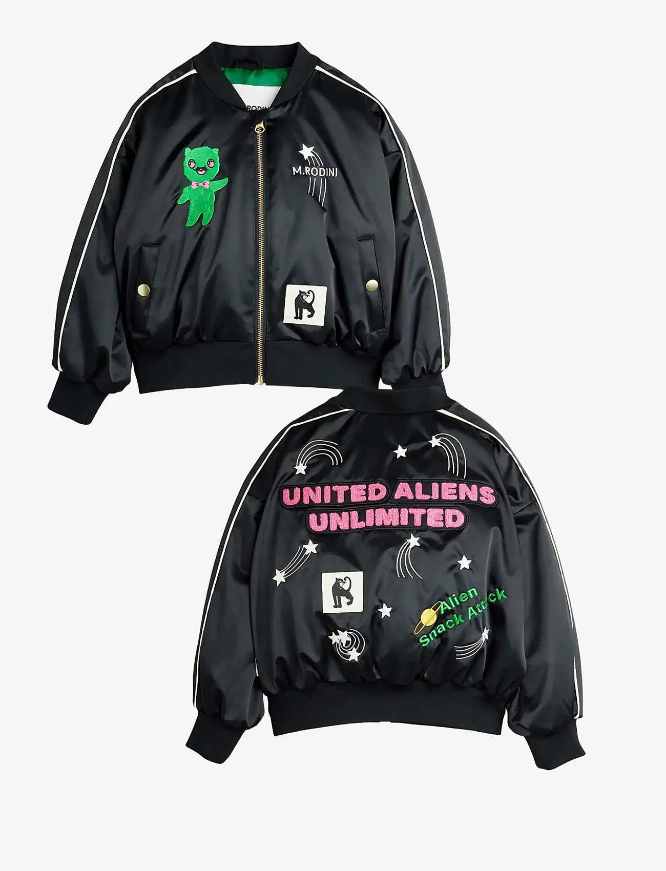 Mini Rodini - United aliens unlimited satin baseball jacket - bomber jackets - black - 3