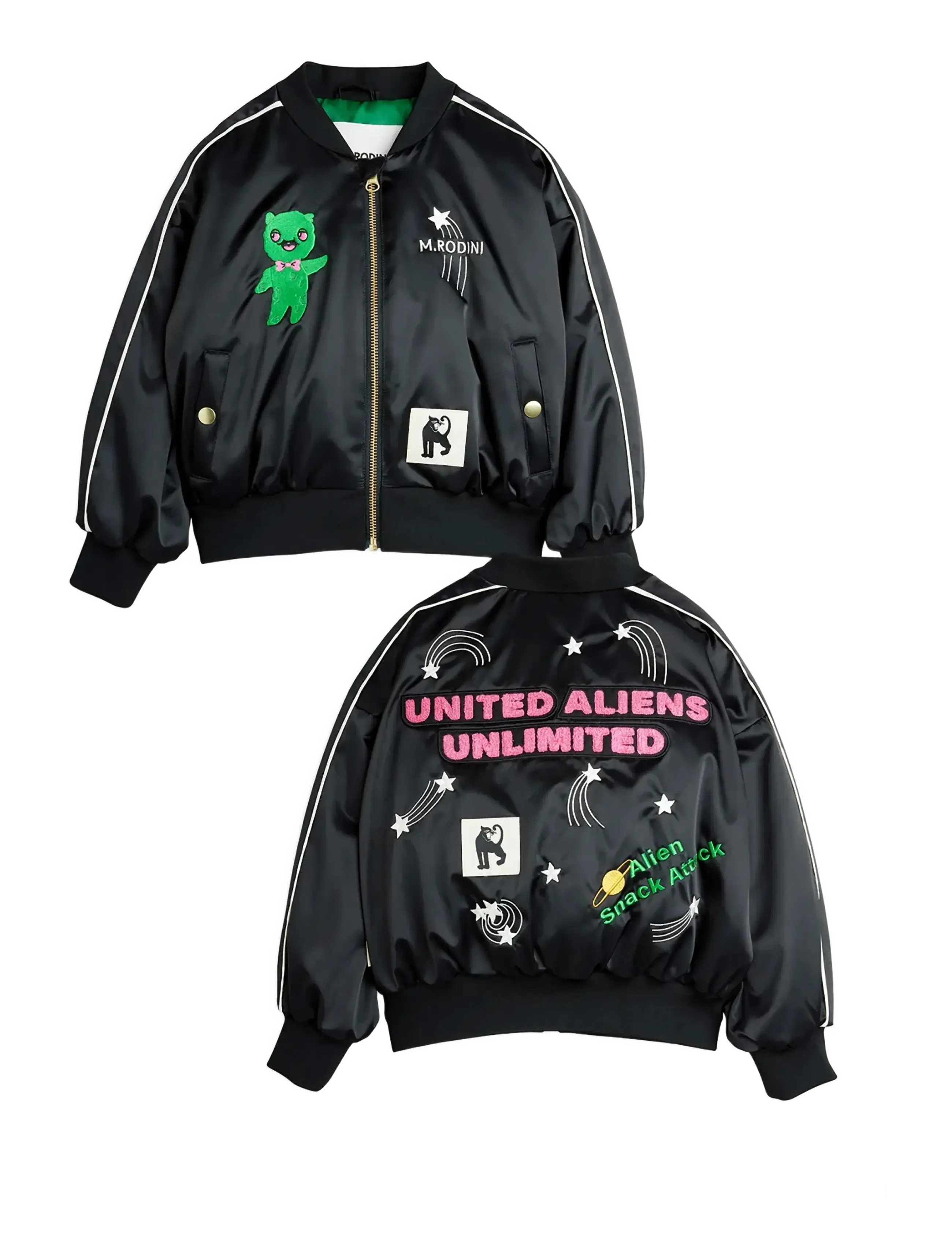 Mini Rodini - United aliens unlimited satin baseball jacket - lendurijakid - black - 3