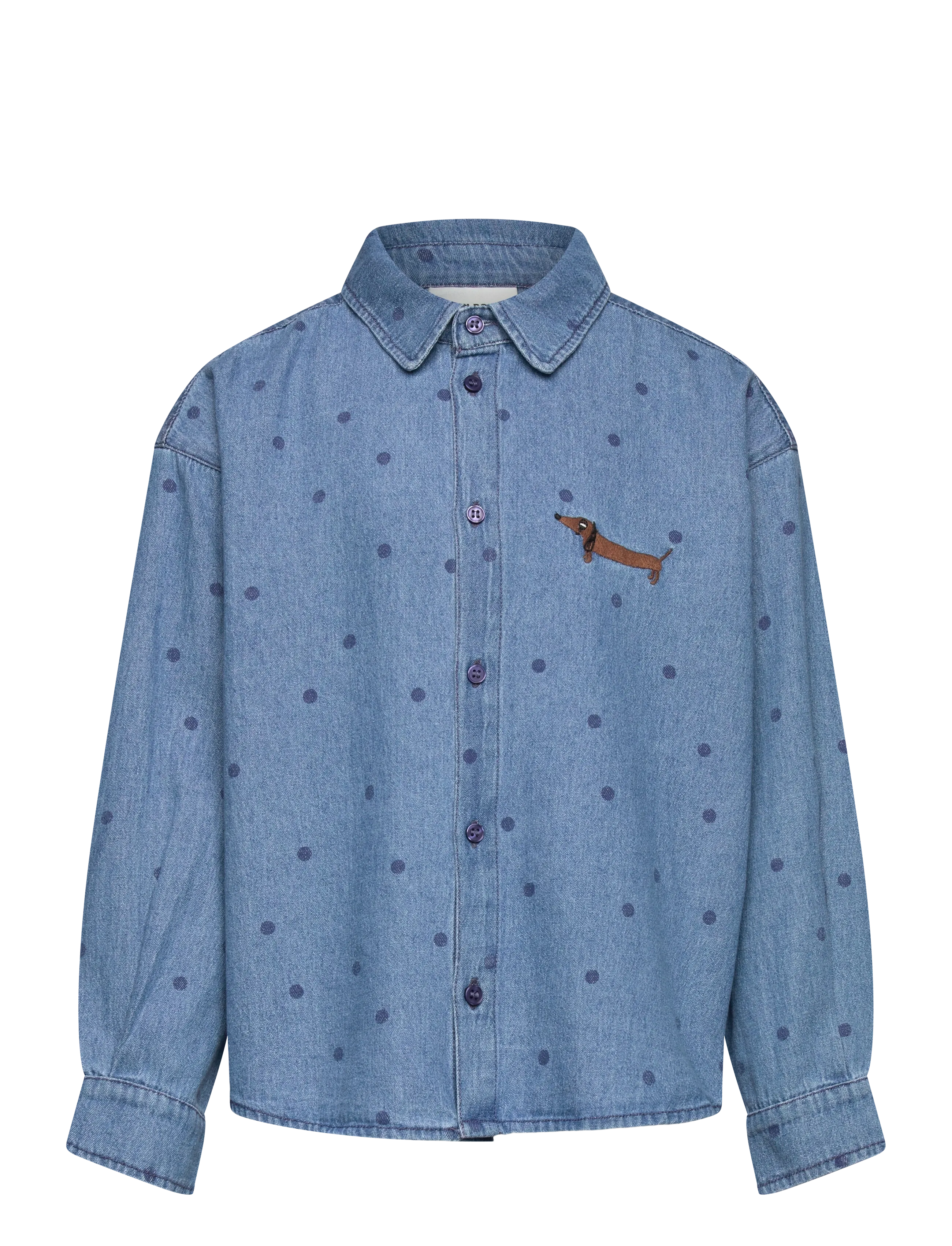 MINI RODINI Lw Denim Dots Aop Ls Shirt Blau - 116/122 - Kinder