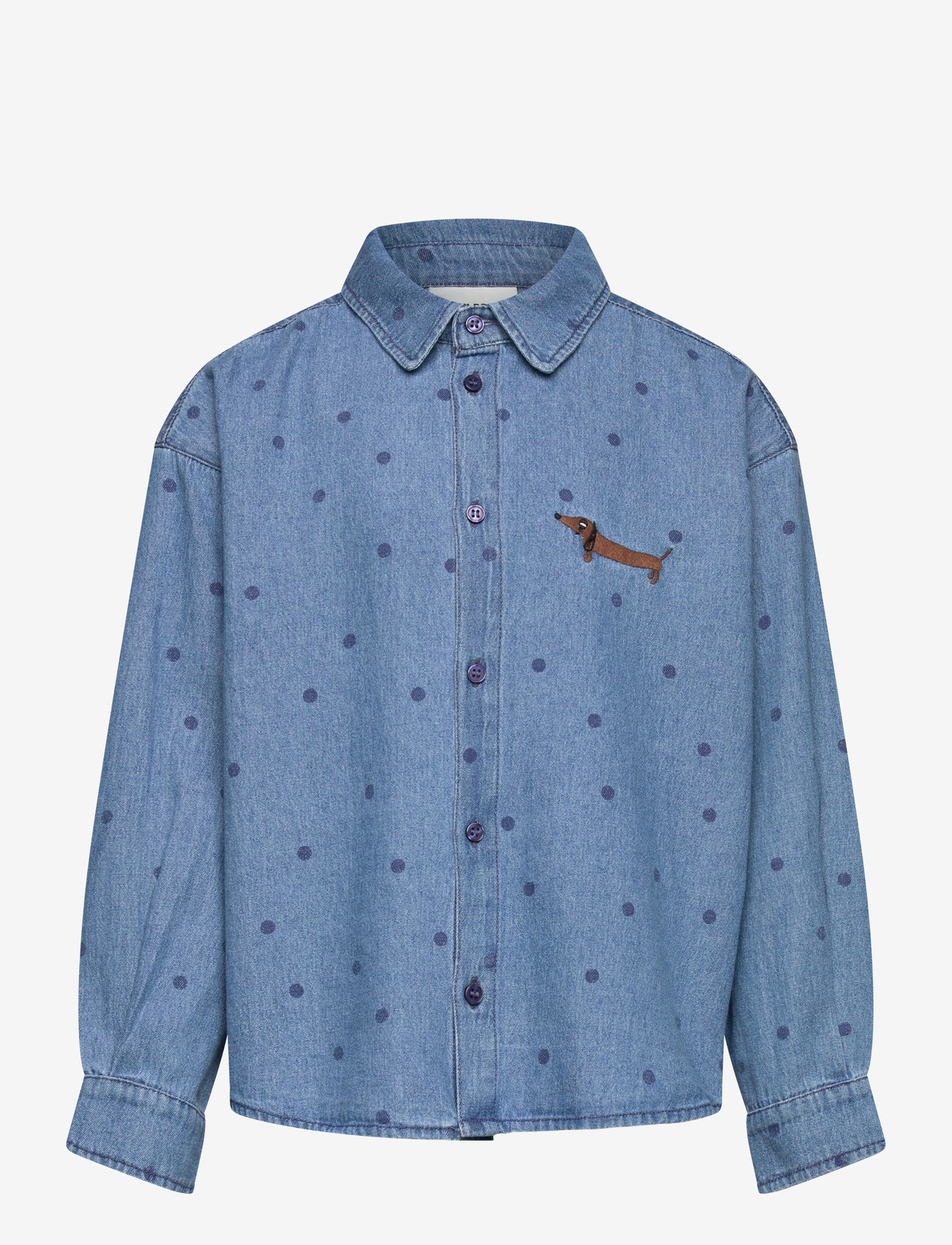 Mini Rodini - Lw denim dots aop ls shirt - langærmede skjorter - blue - 0