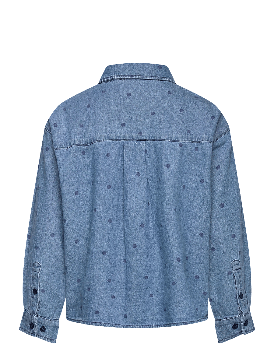 Mini Rodini - Lw denim dots aop ls shirt - langærmede skjorter - blue - 1