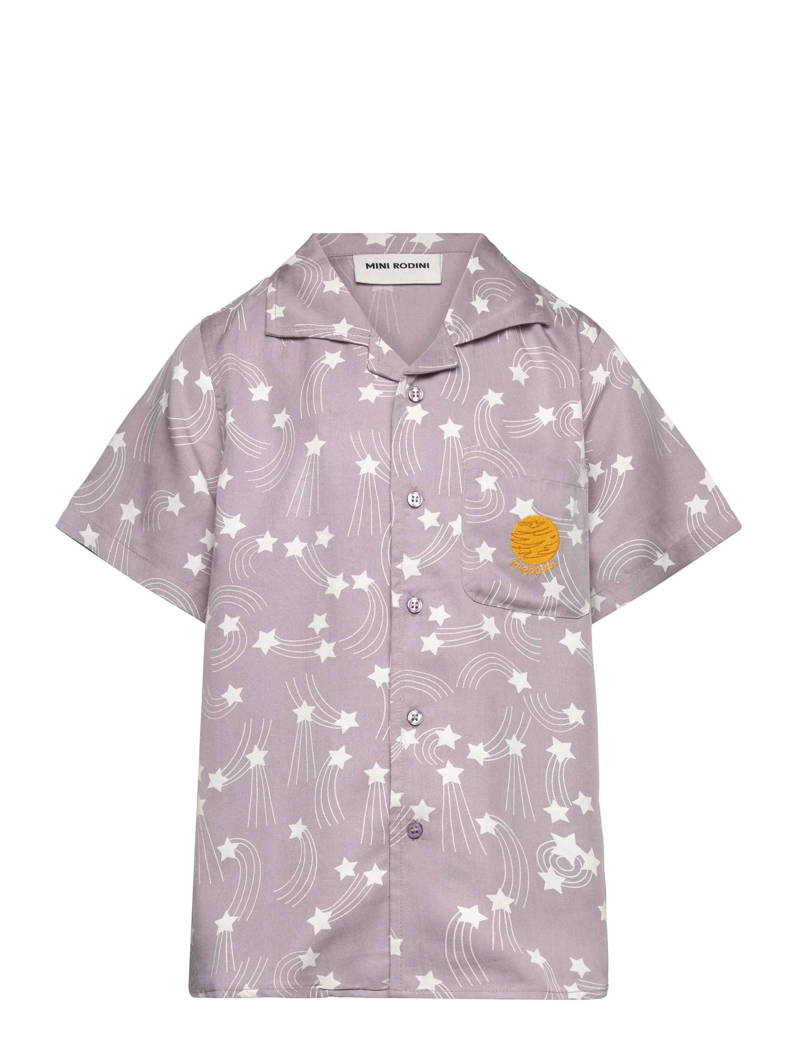 Mini Rodini Starfall Aop Woven Shirt, Børn, Kortærmet Skjorte, Lila, Str: 140/146