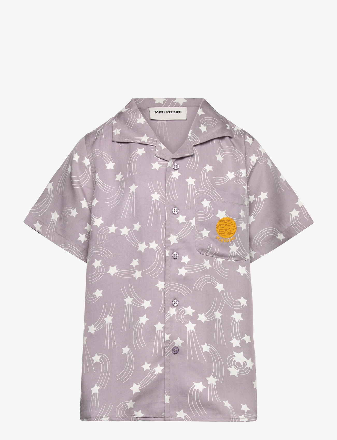 Mini Rodini - Starfall aop woven shirt - kortærmede skjorter - purple - 0