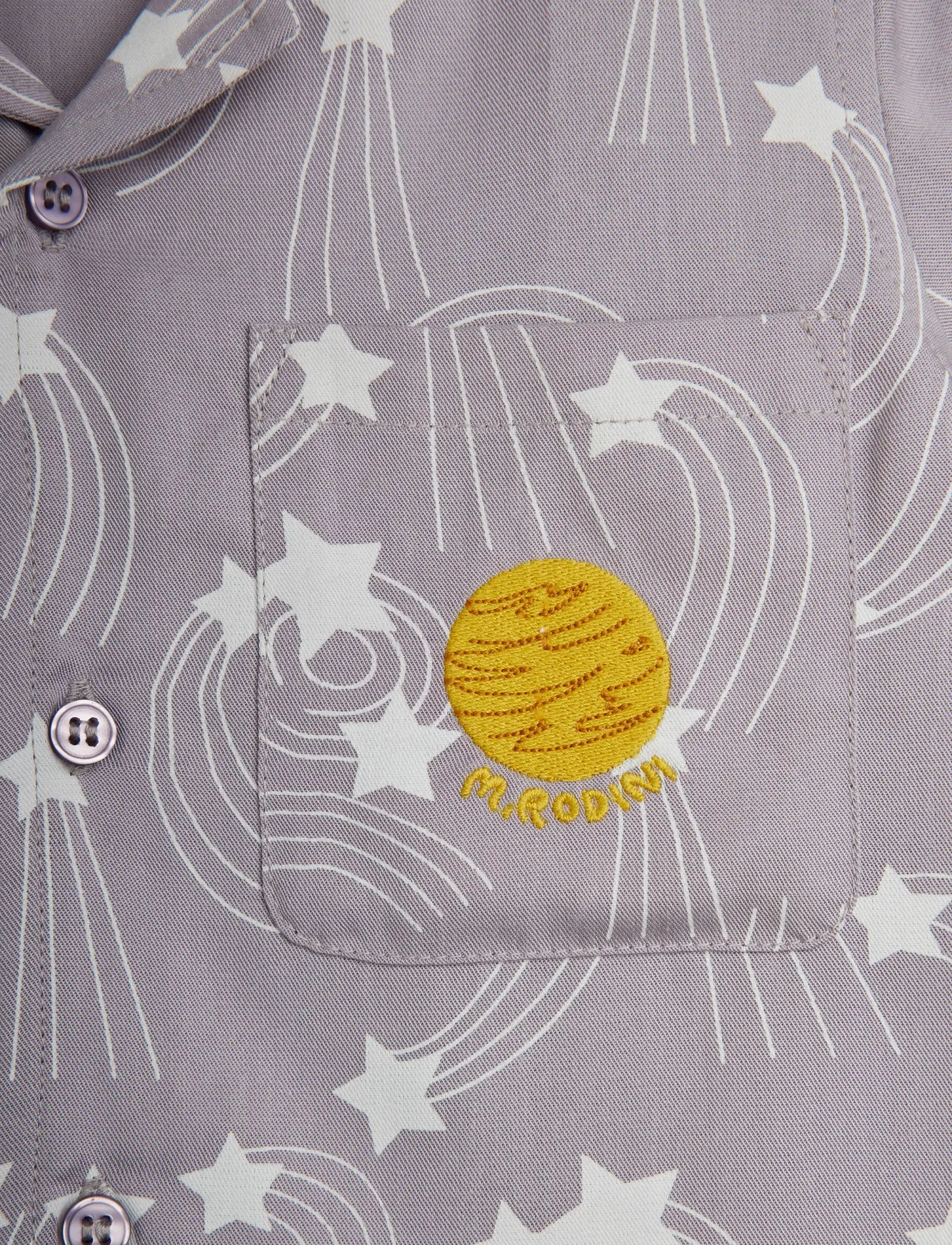Mini Rodini - Starfall aop woven shirt - kortærmede skjorter - purple - 2