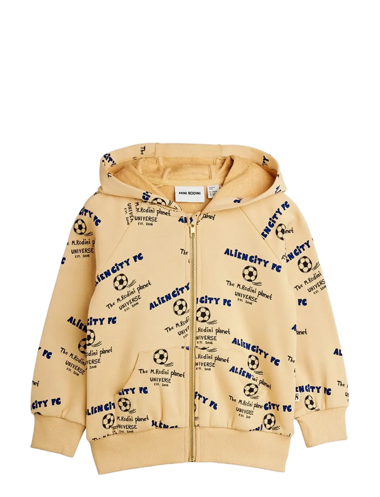 Mini Rodini Alien City FC aop zip hoodie - Overdele - BEIGE / beige