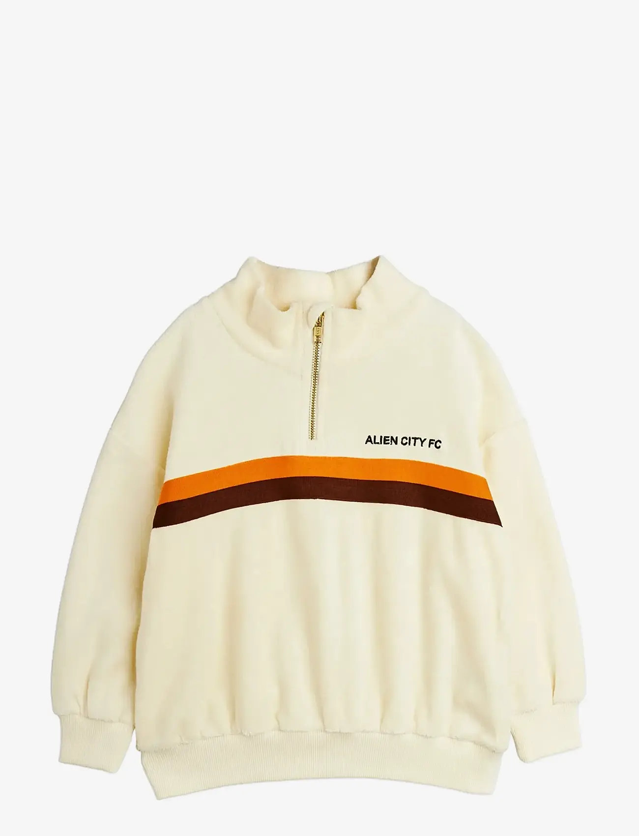 Mini Rodini - Alien City FC emb half zip terry sweatshirt - sweatshirts - off-white - 0