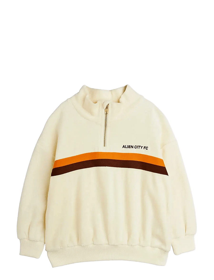 Mini Rodini - Alien City FC emb half zip terry sweatshirt - sweatshirts - off-white - 0