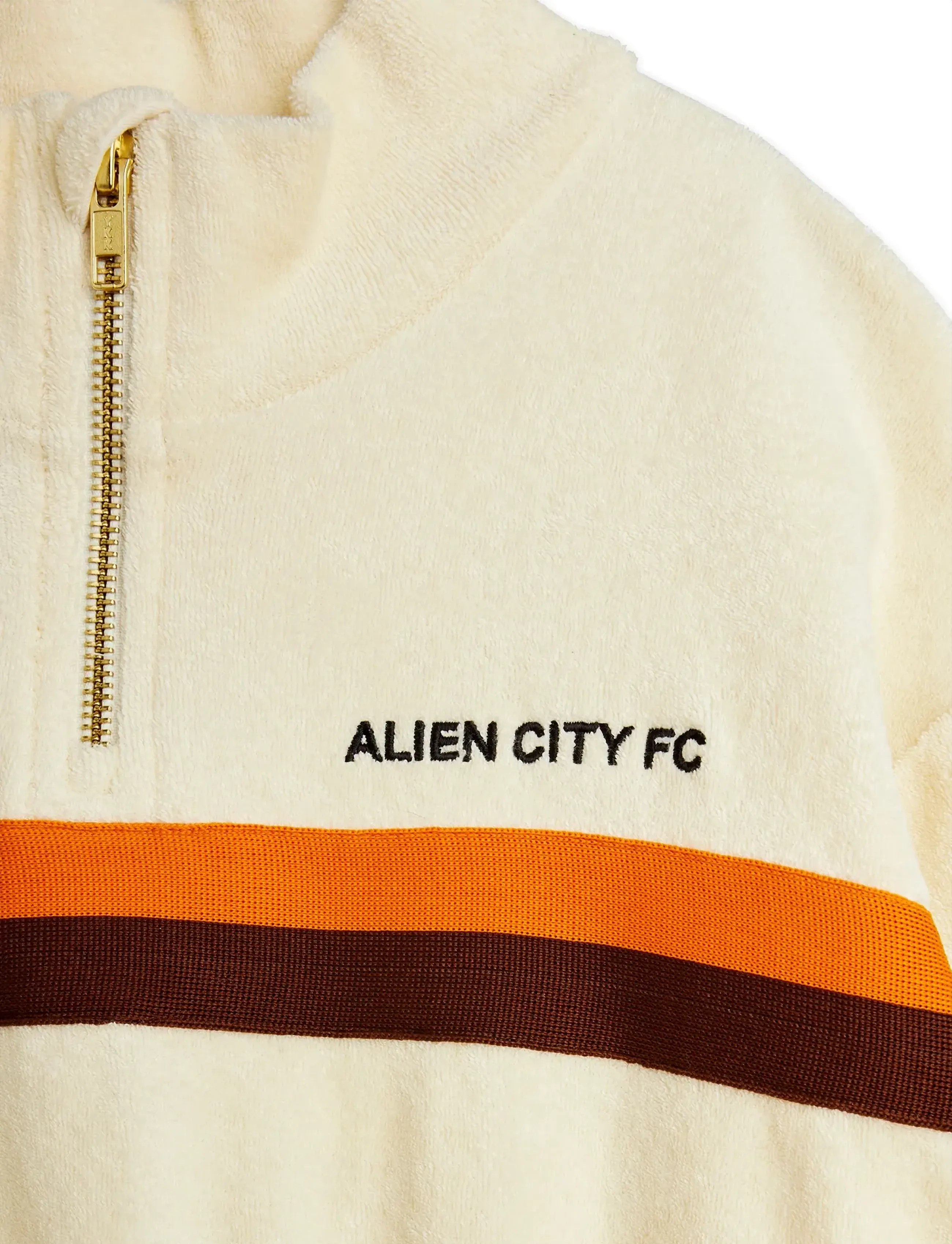 Mini Rodini - Alien City FC emb half zip terry sweatshirt - sporta džemperi - off-white - 2