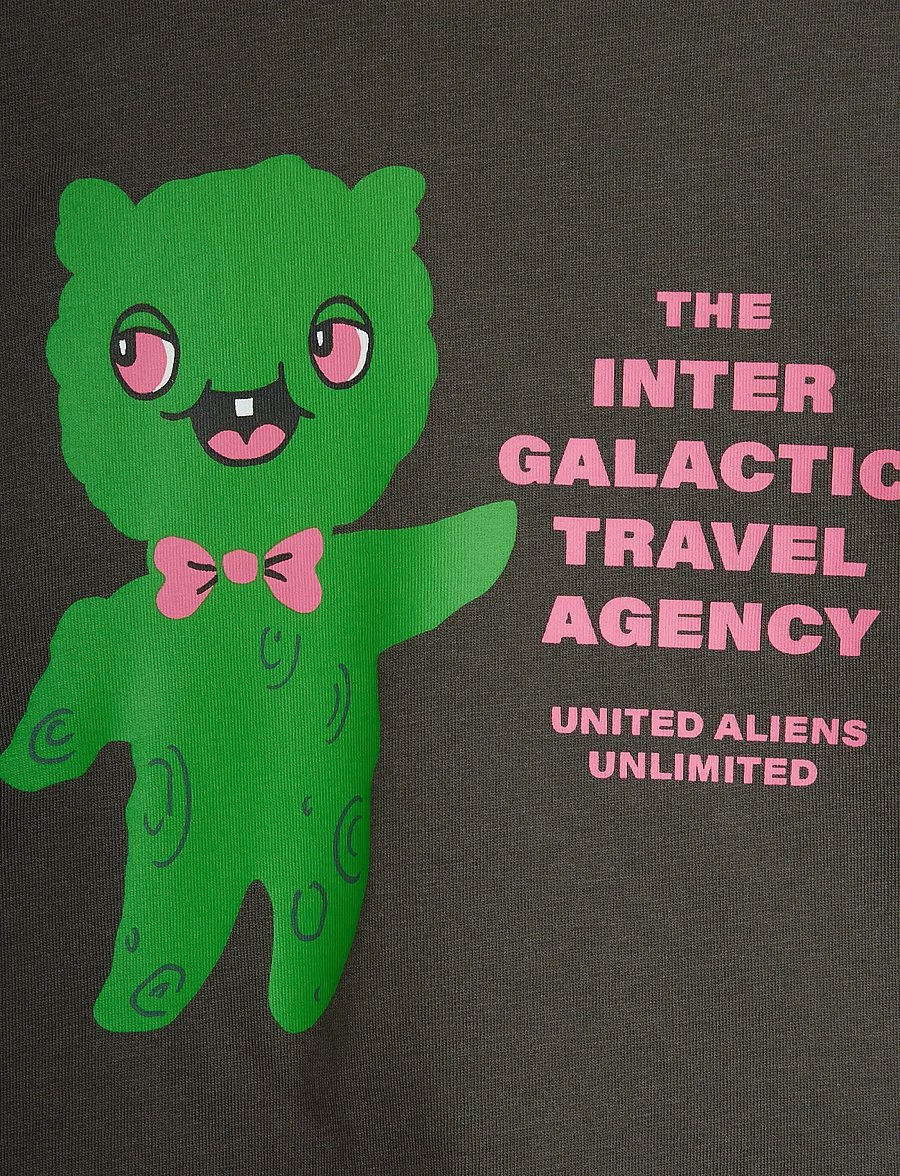 Mini Rodini - Alien travel agency sp ls tee - långärmade t-shirts - grey - 2