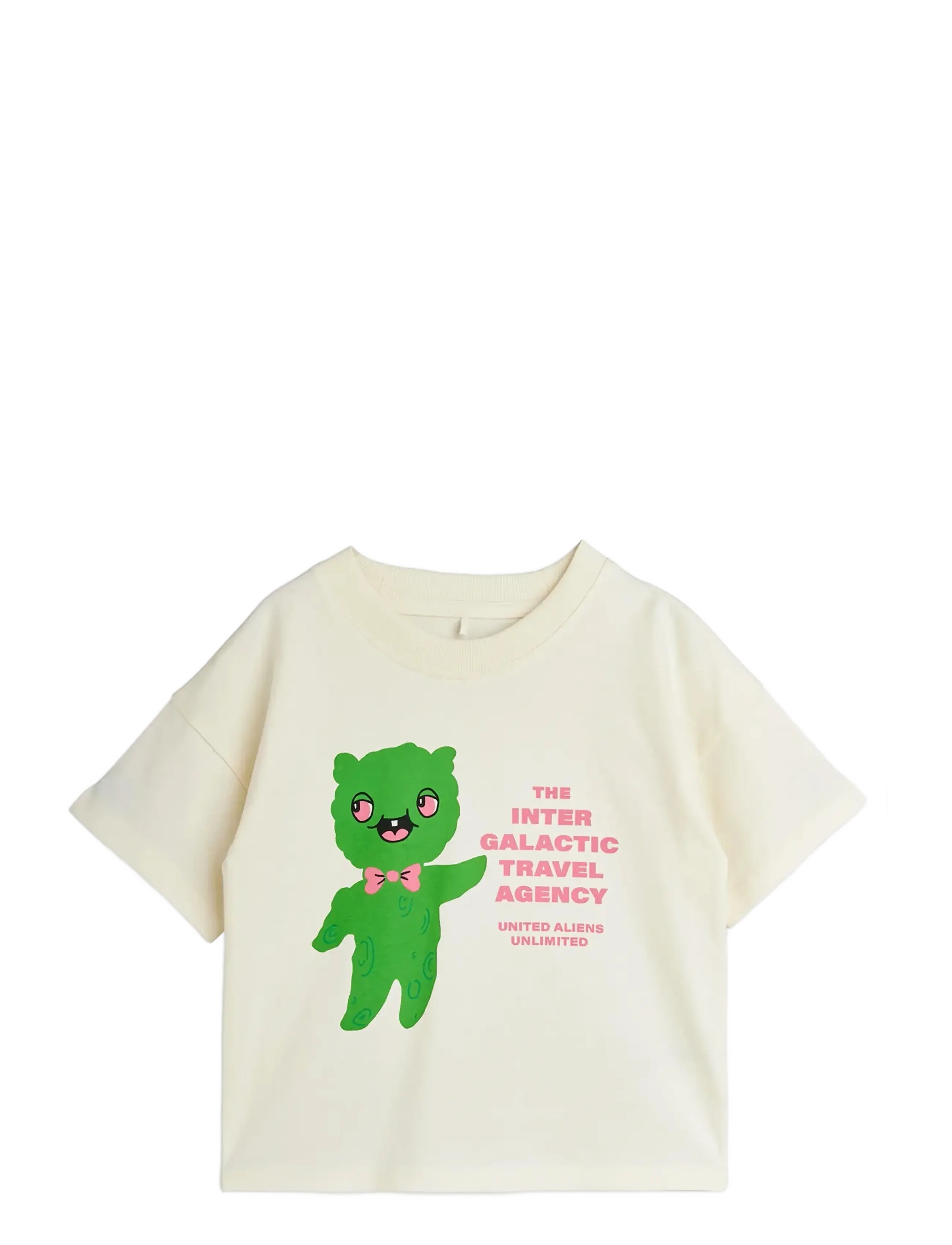 Mini Rodini Alien Travel Agency Sp Ss Tee, Børn, Alien Print Kortærmet T-shirt, Cream, Str: 92/98