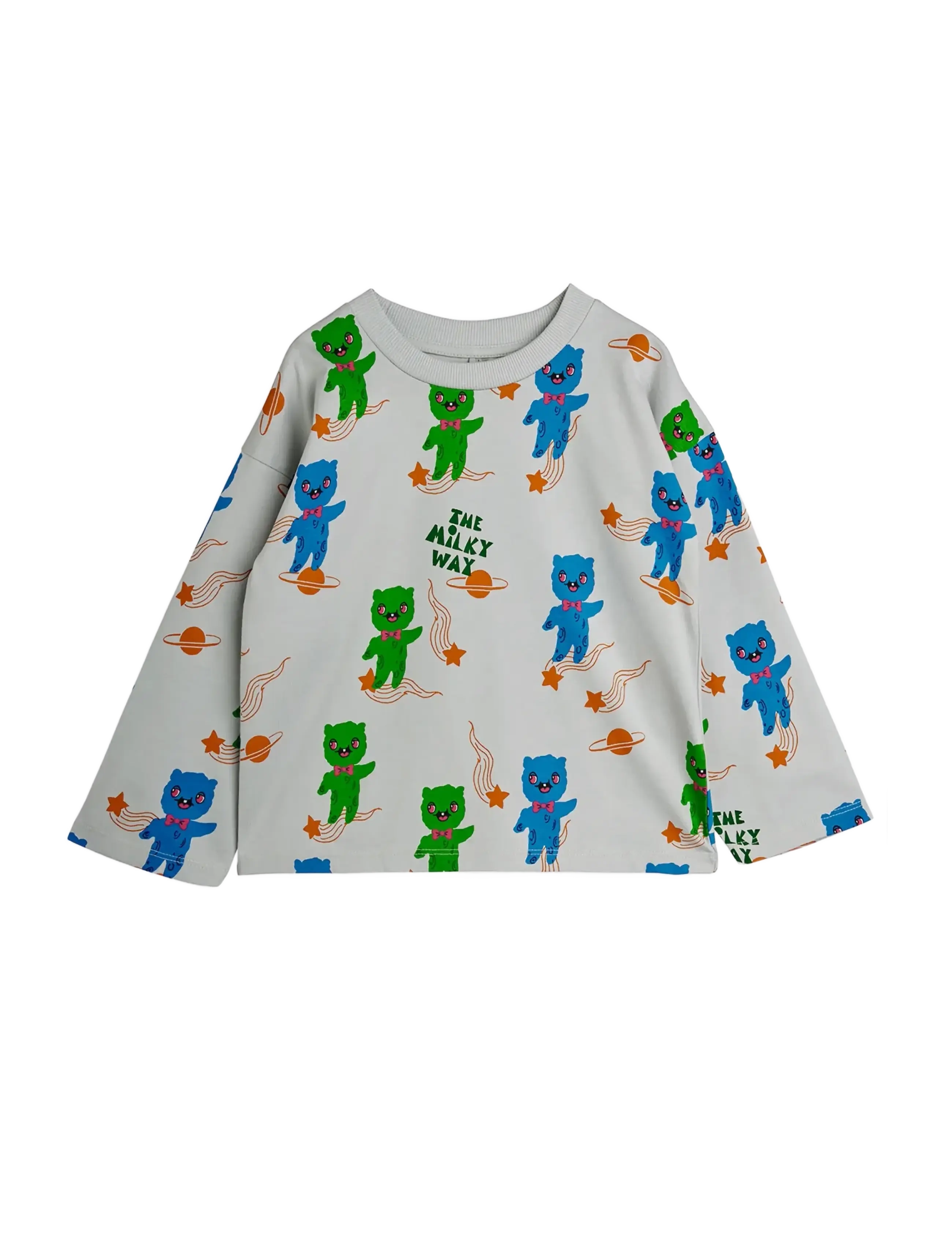 Mini Rodini Aliens Aop Ls Tee, 116/122, Grey, T-Shirts > Langærmede T-shirts, Børn