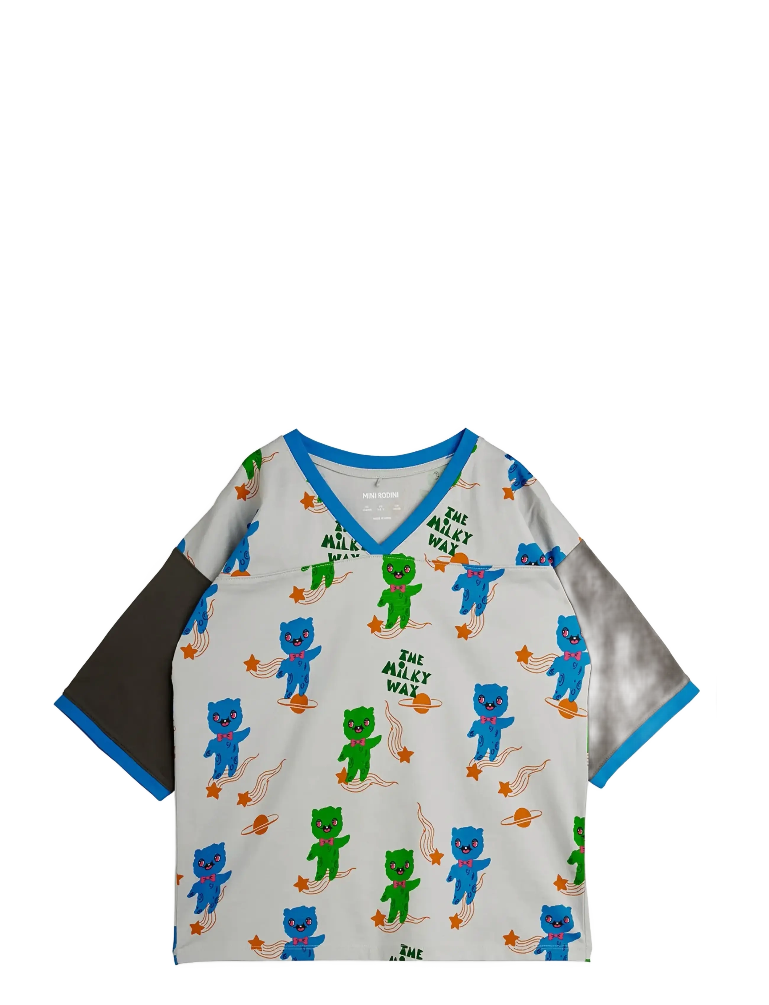 Mini Rodini Aliens Aop Loose Fit Ss Tee, 128/134, Blue, T-Shirts > Kortærmede, Børn