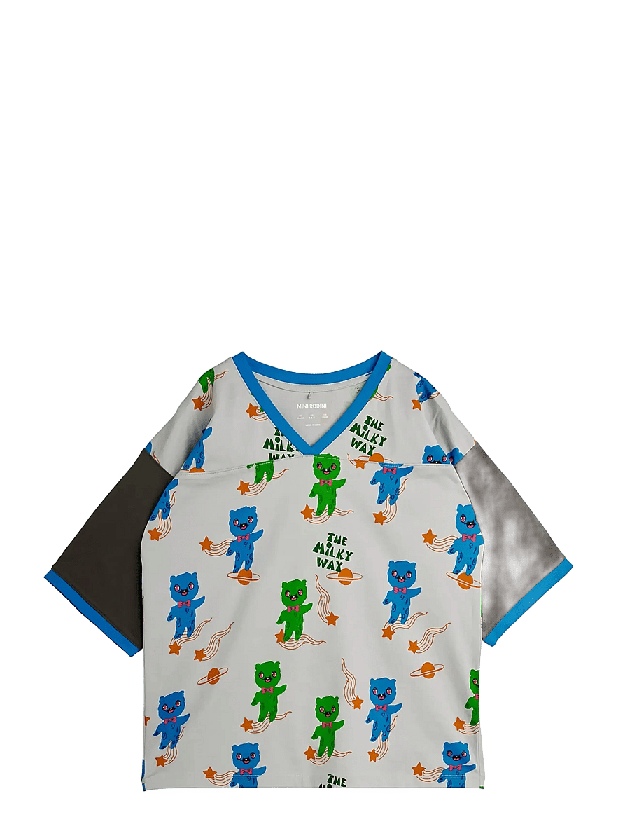 Mini Rodini - Aliens aop loose fit ss tee - kortærmede t-shirts - grey - 0