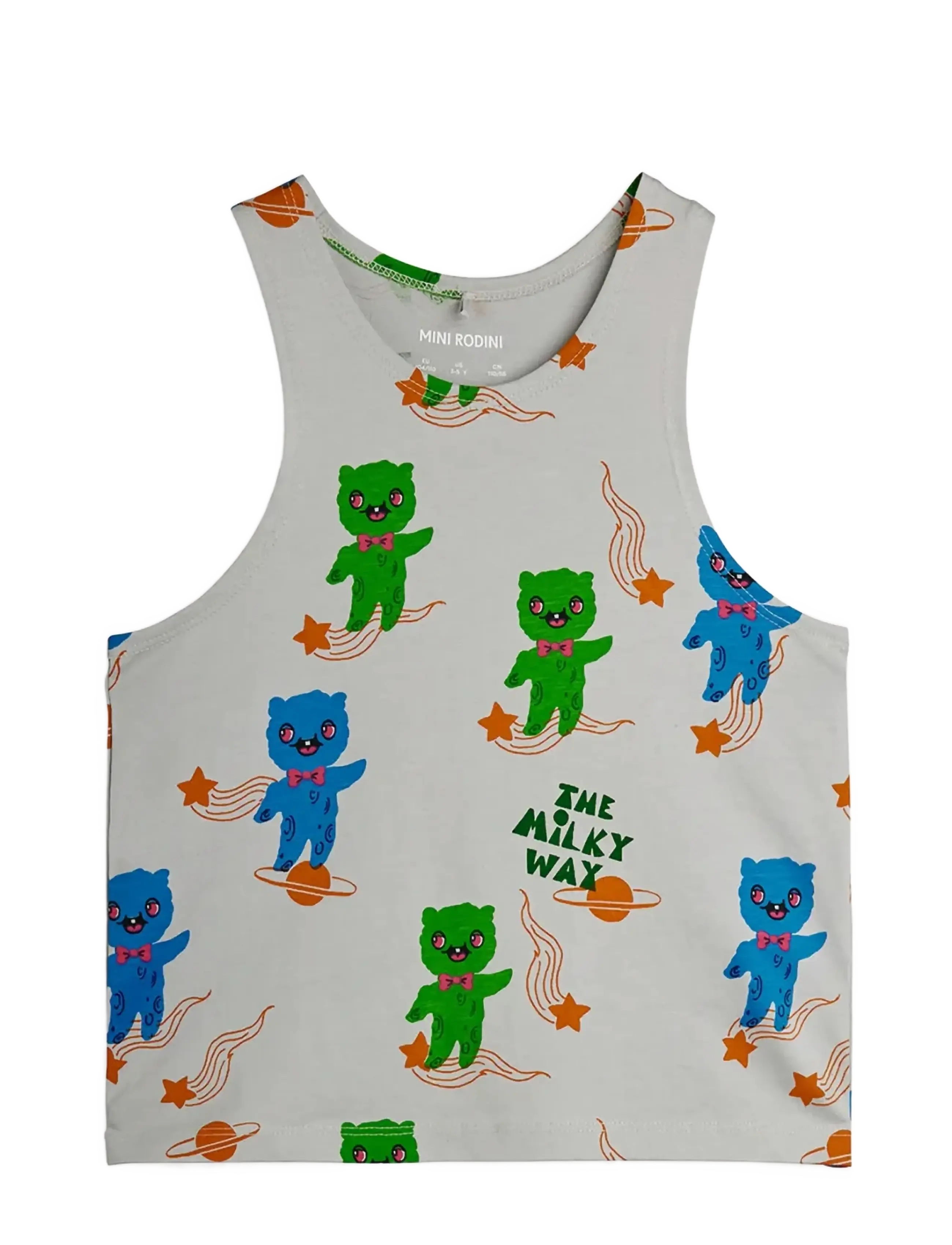 Mini Rodini Aliens Aop Tank Top, 80/86, T-shirts, Grau - Sleeveless, Kinder