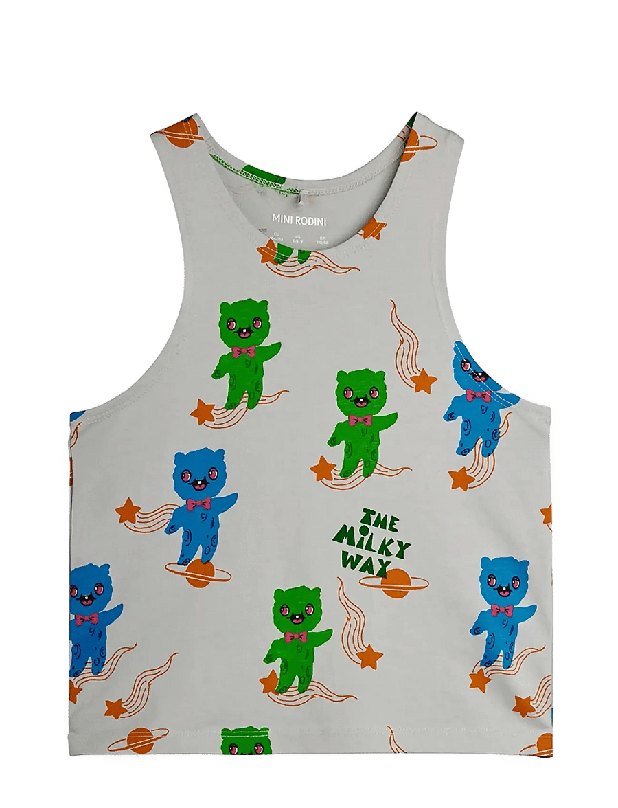 Mini Rodini - Aliens aop tank top - maikad - grey - 0