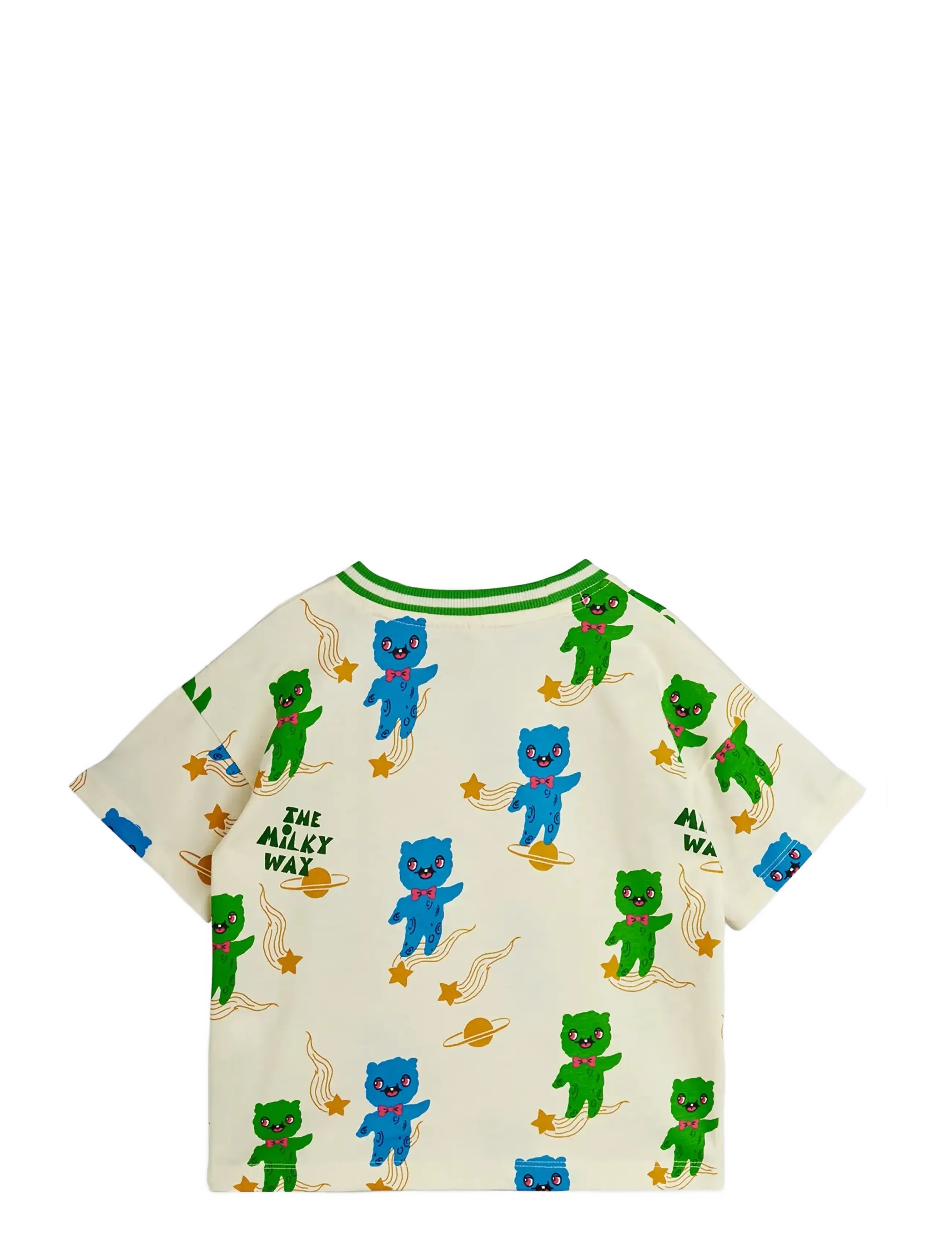 Mini Rodini - Aliens aop ss tee - stutterma bolir - off-white - 1