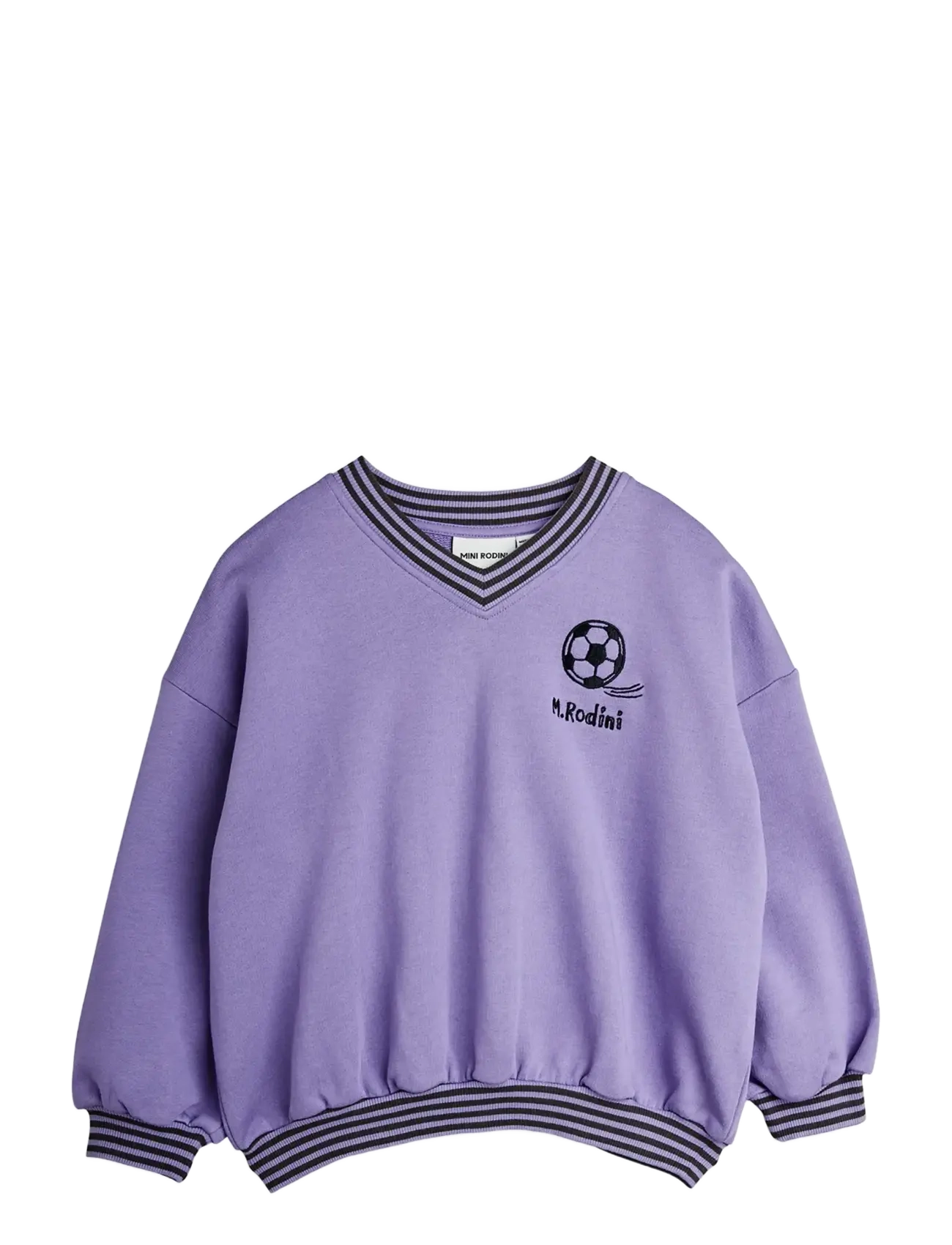 Mini Rodini Football Emb Sweatshirt, Børn, V-hals Fodbold Sweatshirt, Lila, Str: 92/98