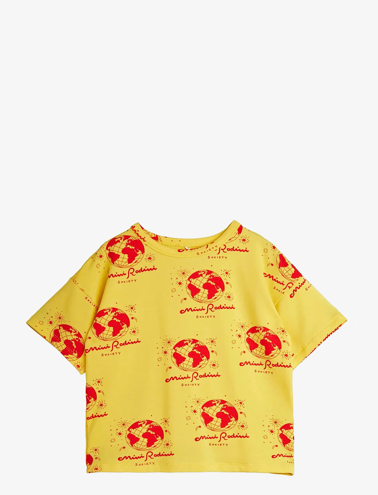 Mini Rodini - Society aop ss tee - short-sleeved t-shirts - yellow - 0