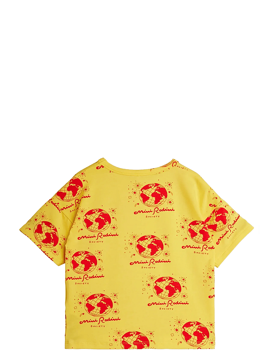 Mini Rodini - Society aop ss tee - kortärmade t-shirts - yellow - 1