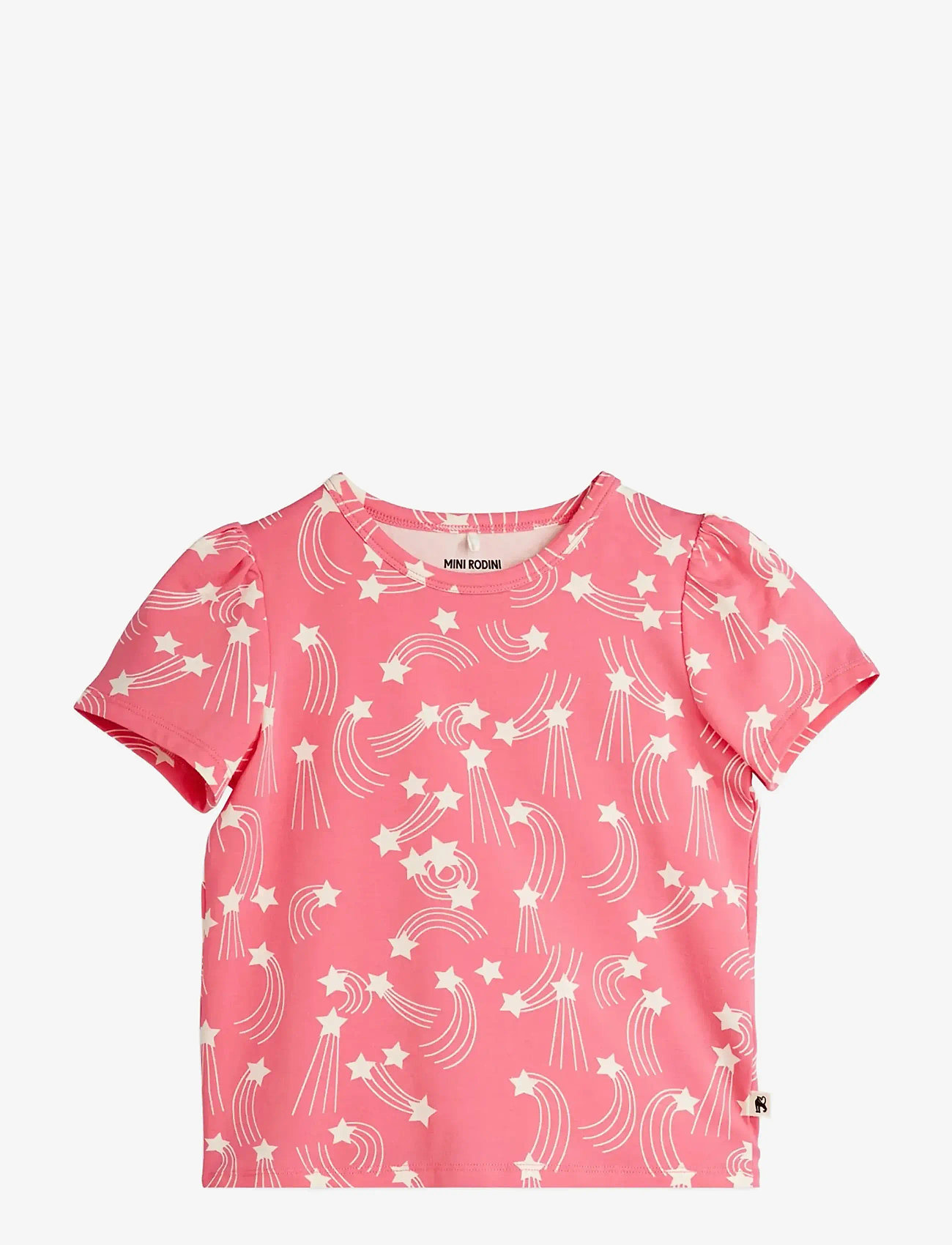 Mini Rodini - Starfall aop puff sleeve ss top - kortärmade t-shirts - pink - 0