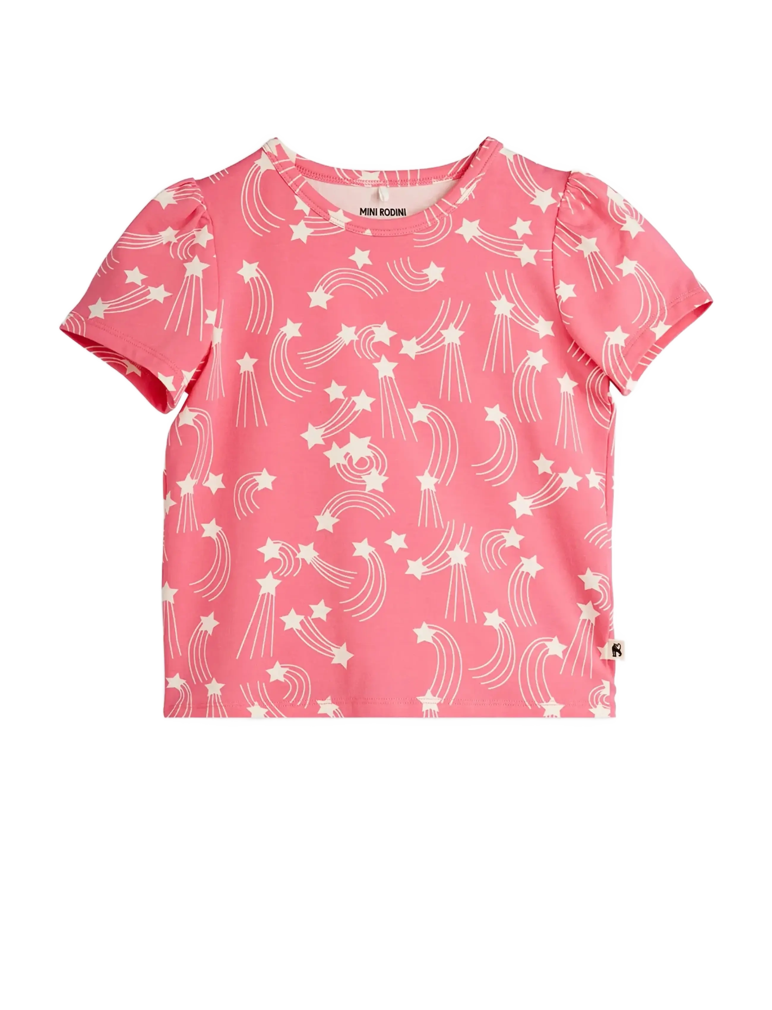Mini Rodini Starfall aop puff sleeve ss top - Overdele - PINK / pink/rose