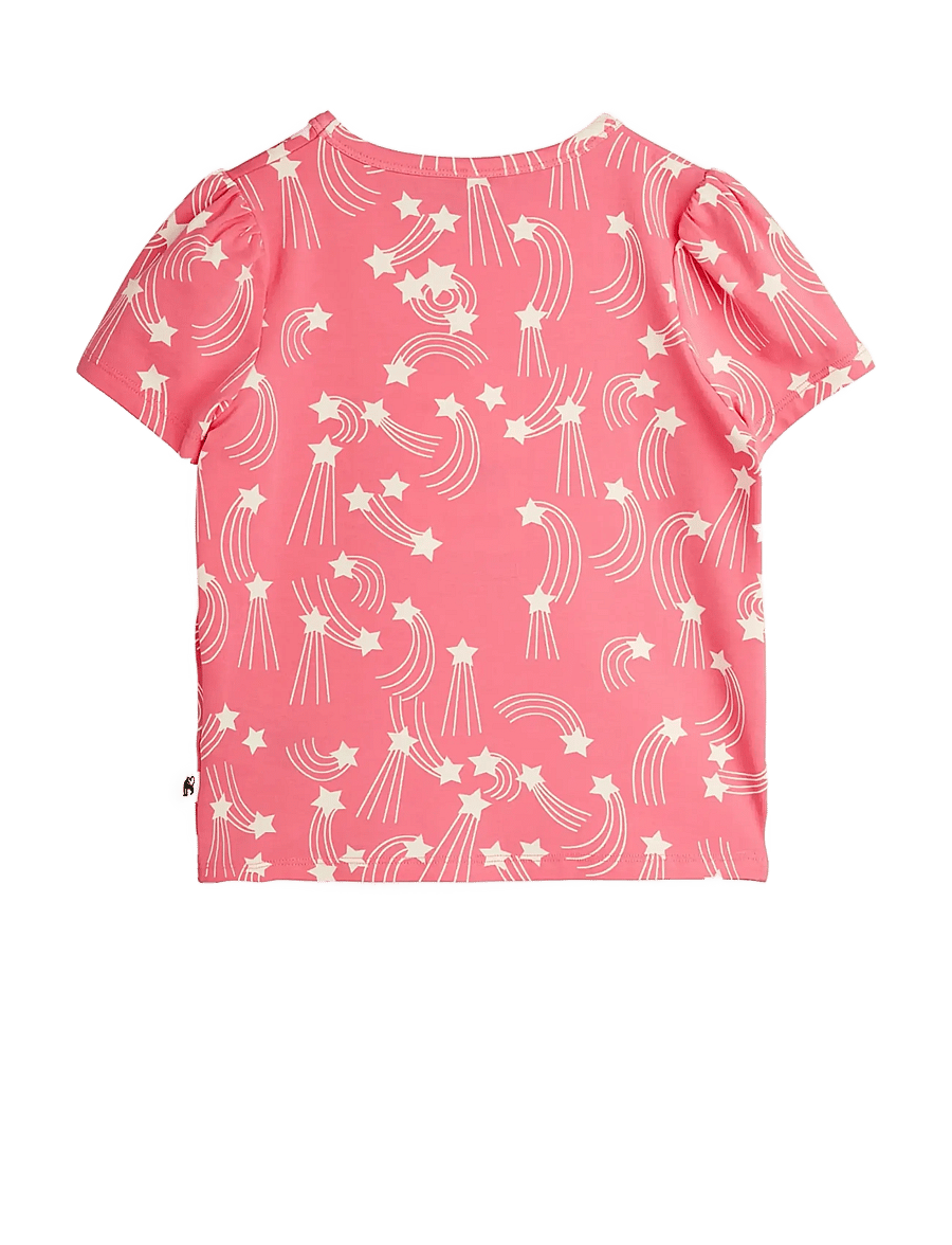 Mini Rodini - Starfall aop puff sleeve ss top - kurzärmelige - pink - 1